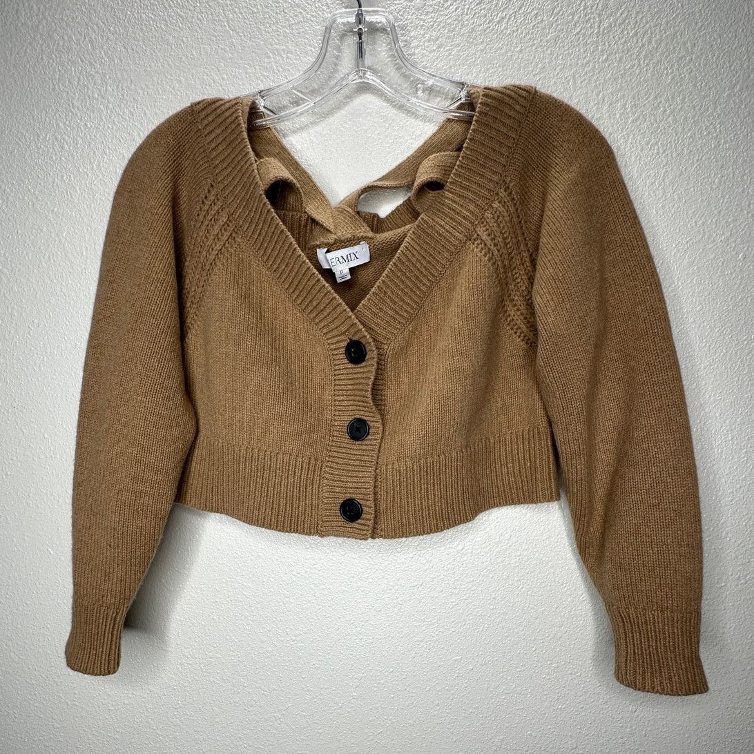 INTERMIX Intermix Beige Rumi Cold Shoulder V-Neck Button Cardigan P Size S / US 4 / IT 40 - 2 Thumbnail