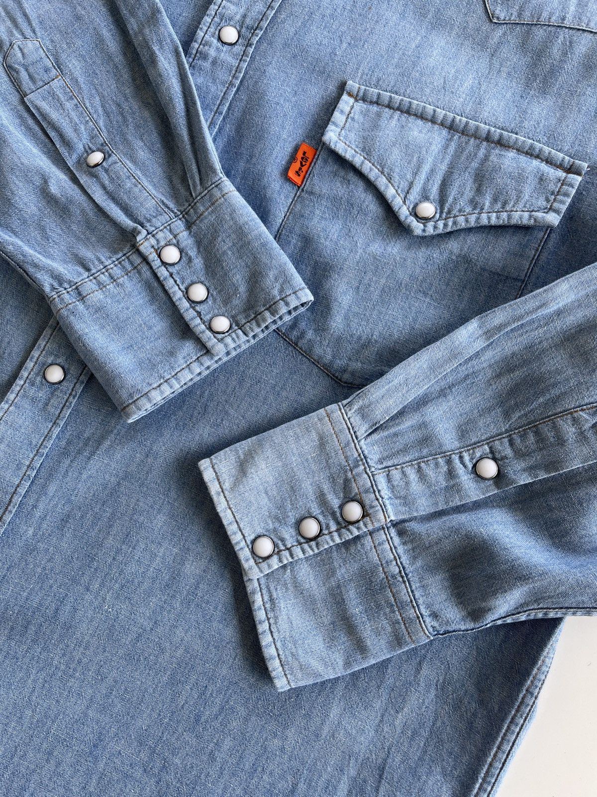 Levi's Vintage Clothing Levis Orange Tab Western Denim Shirt Size US L / EU 52-54 / 3 - 8 Thumbnail