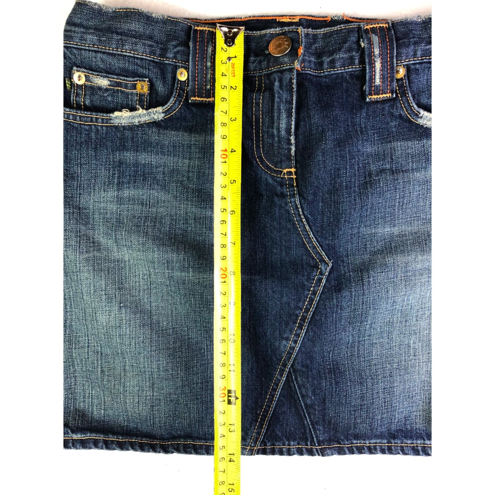 J.Crew VINTAGE J.CREW Distressed Blue Jean Skirt Womens Size 28 Midi Denim Cotton Regular Zip Front 28" Waist Measurements Womenennial Size 28" / US 6 / IT 42 - 5 Thumbnail
