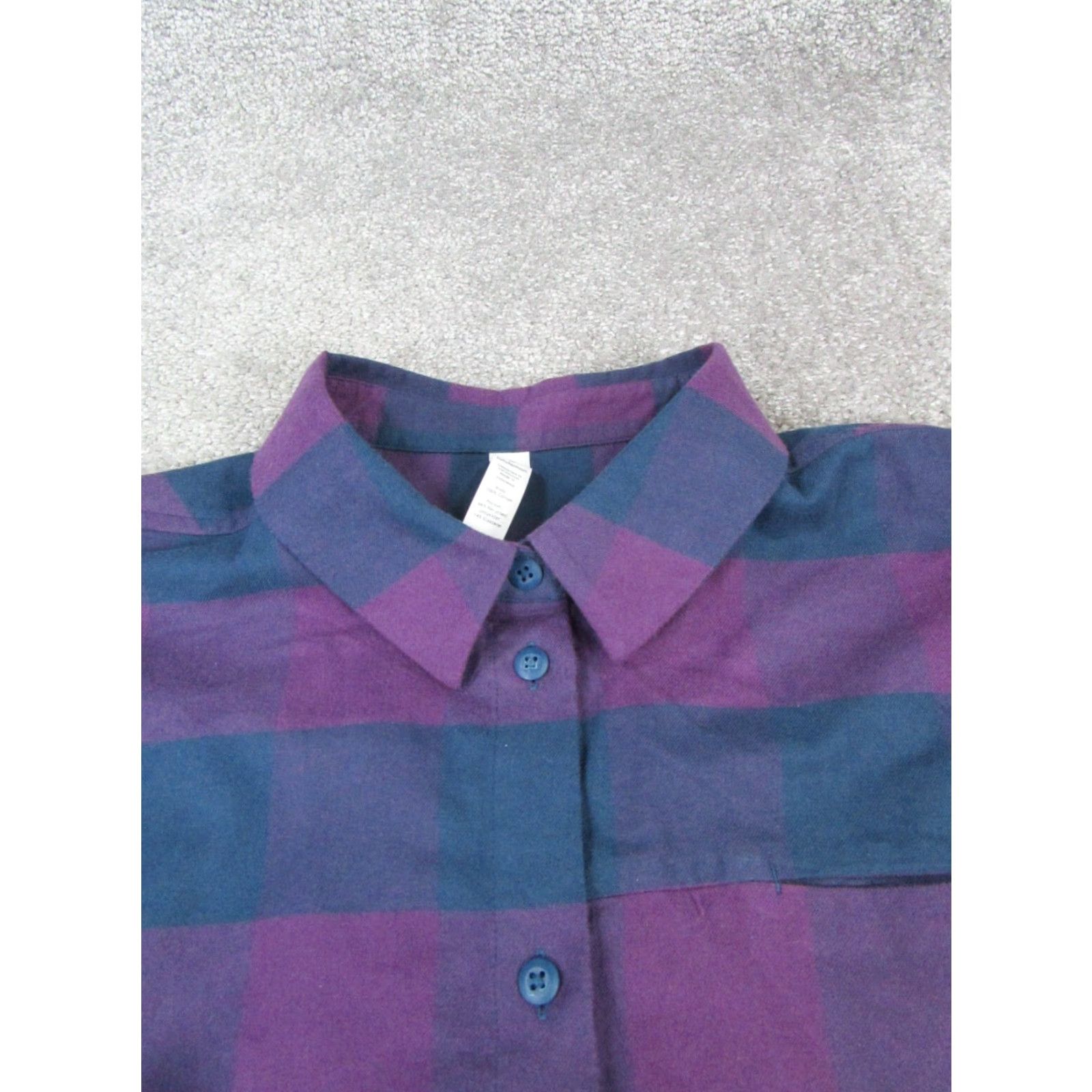 Lululemon Lululemon Full Day Ahead Shirt Womens 10 Purple Blue Cotton Flannel Button Up Shirt Womens 10 Purple Blue Cotton Flannel Button Up Size L / US 10 / IT 46 - 2 Thumbnail