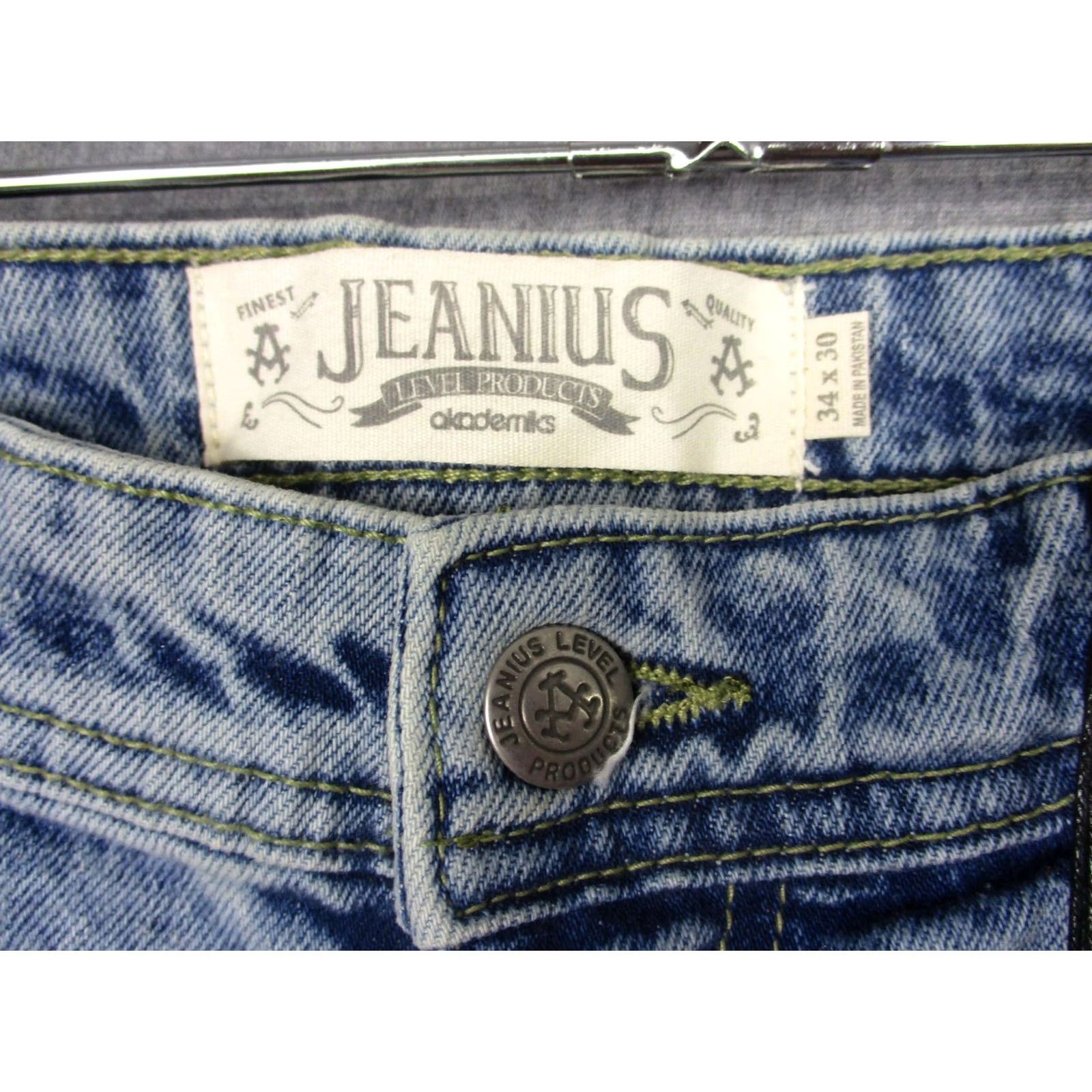 Akademiks Akademiks Jeans Mens 34x30 Blue Slim Tapered Flex Fit Distressed Denim Stretch Jeans Size US 34 / EU 50 - 6 Thumbnail