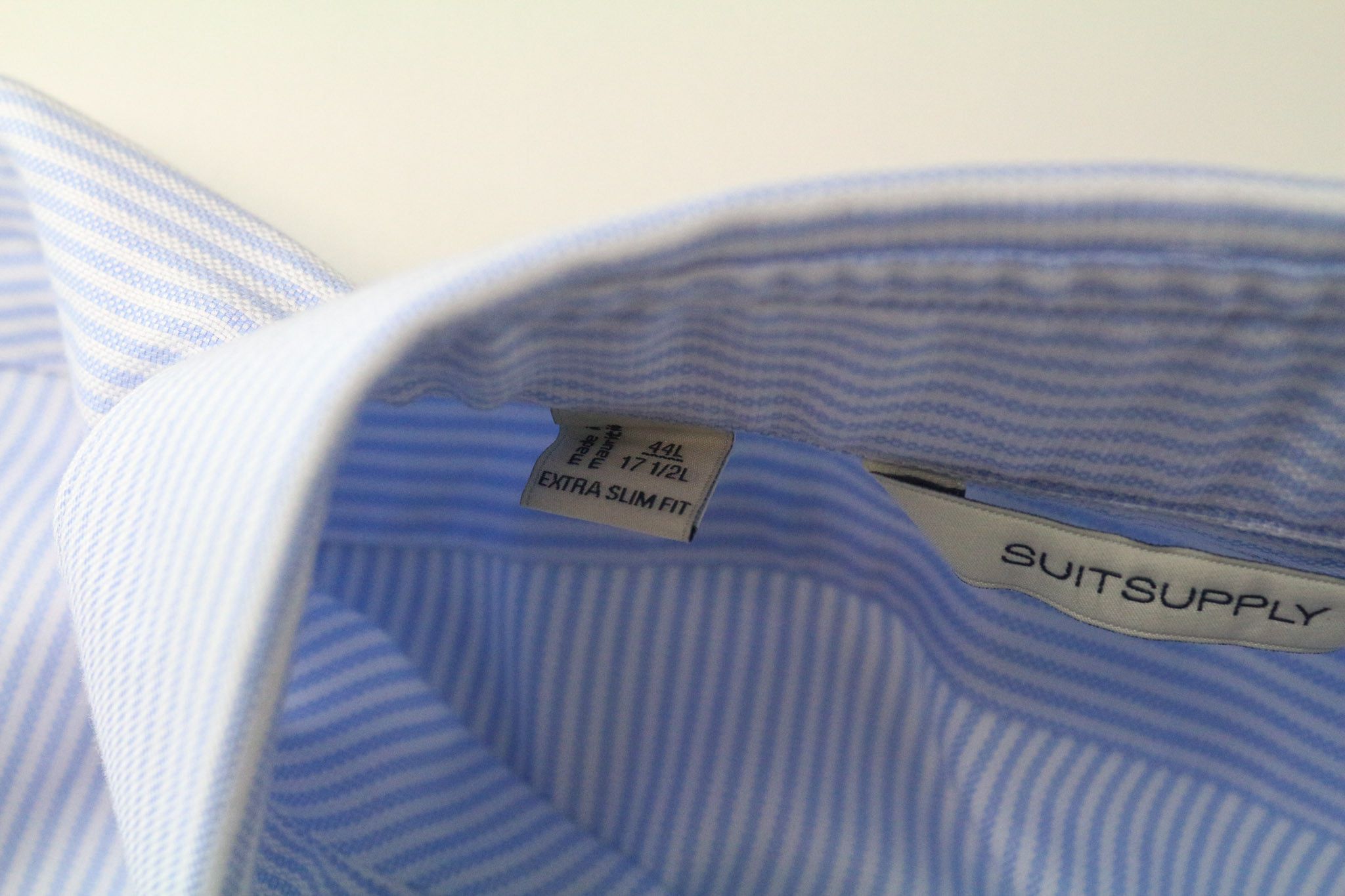 Suitsupply 44L/17 1/2L Extra Slim Blue Cotton Striped Shirt 75933 Size 44L - 5 Thumbnail