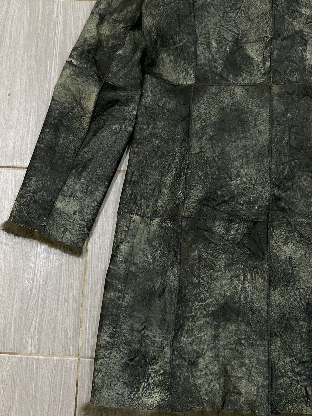 Japanese Brand Vtg Leather Long Coat Leather Rabbit & Fur Blue Fox Collar Size US L / EU 52-54 / 3 - 12 Thumbnail