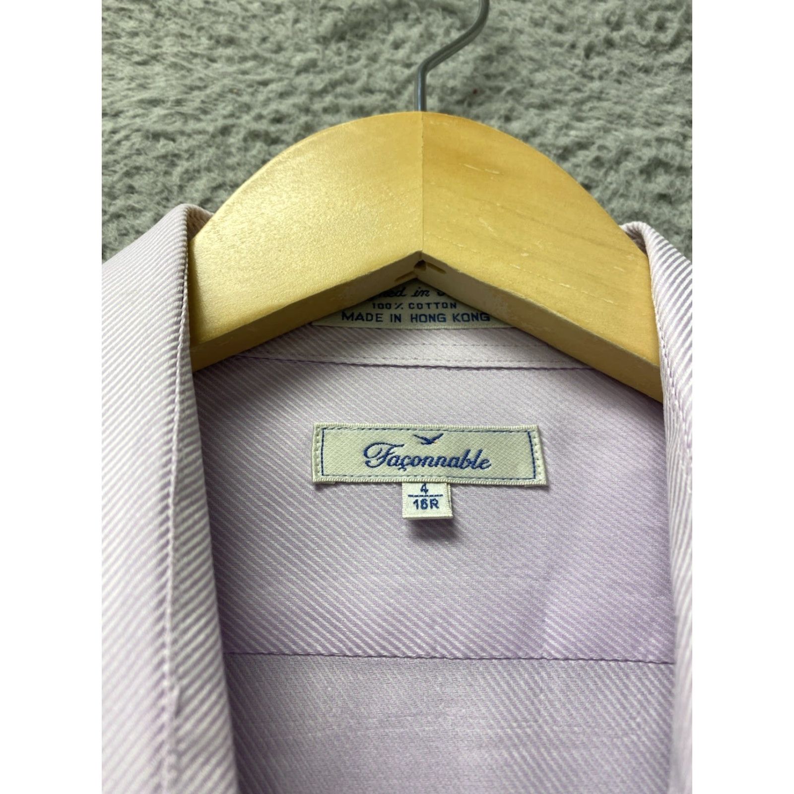 Faconnable Faconnable Button Shirt Men’s 4 16R Lavender Cotton / 158-33 Size XXL / US 16-18 / IT 52-54 - 4 Thumbnail