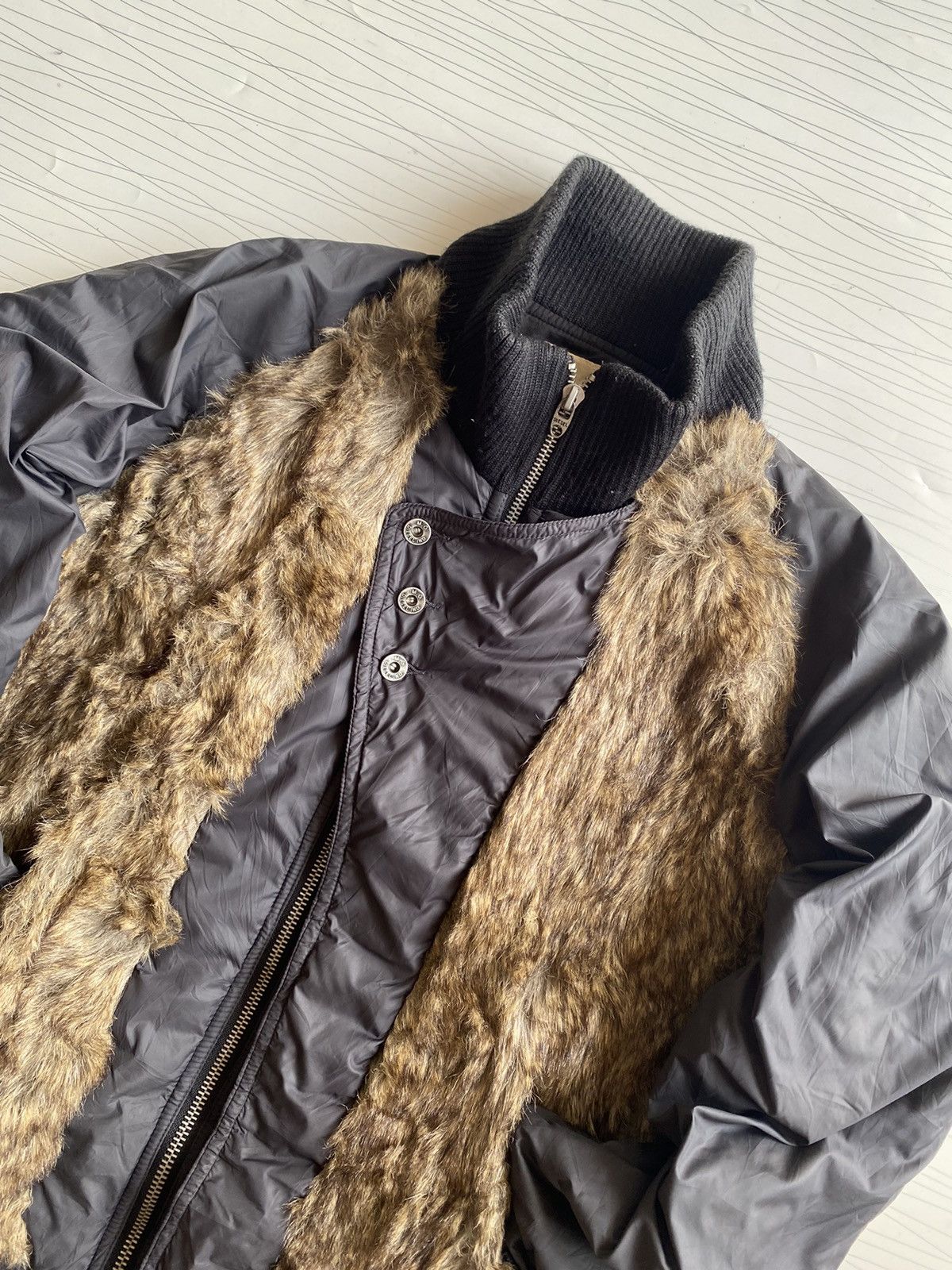 Diesel × Le Grande Bleu (L.G.B.) 2000s DIESEL FAUX FUR BOMBER Y2K JACKET Size US XXS / EU 40 - 8 Thumbnail