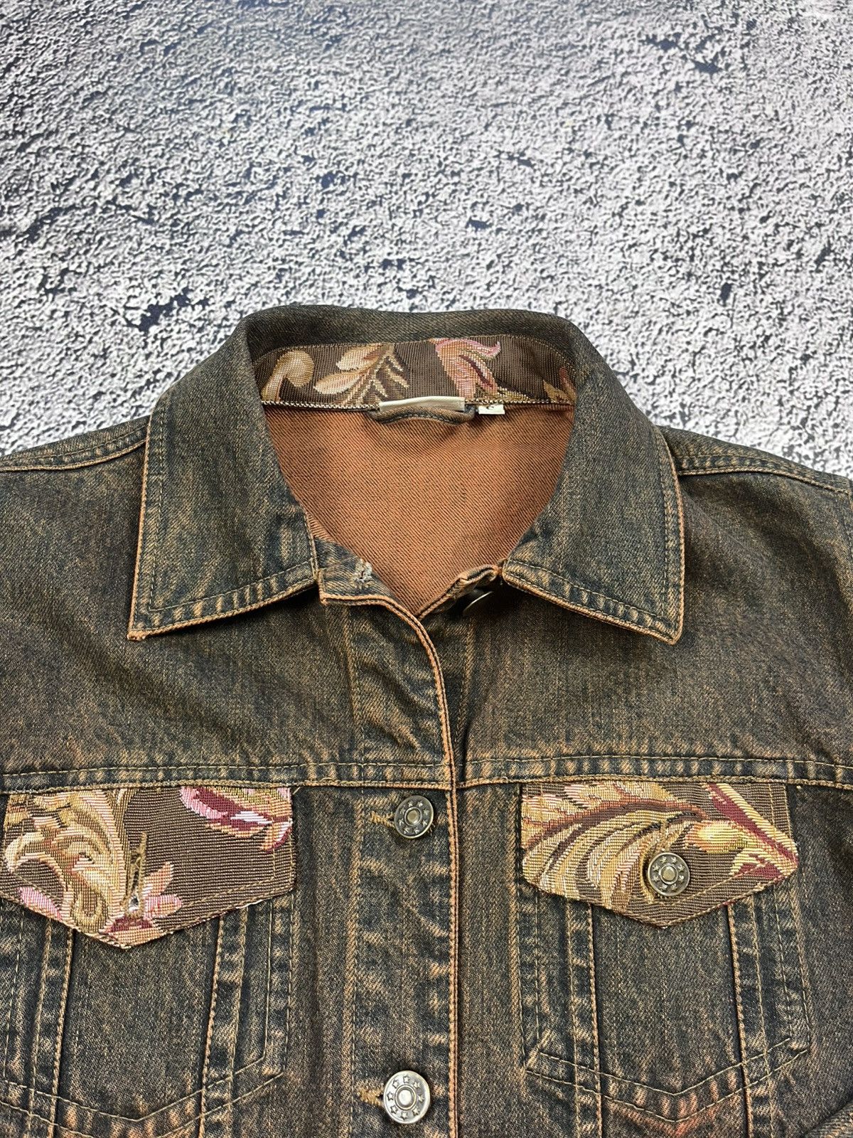Vintage Vintage Y2K Rust Denim Floral Jacket Botanical Rare Size S Size S / US 4 / IT 40 - 7 Thumbnail