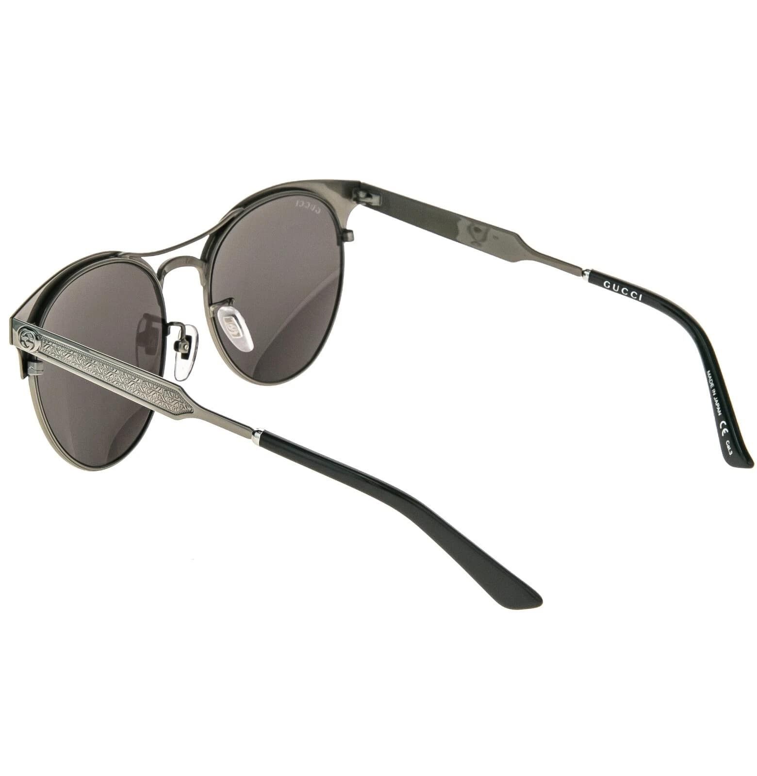 Gucci GUCCI 0075 GG0075S Ruthenium Silver Mirrored Sunglasses 005 Size ONE SIZE - 4 Thumbnail