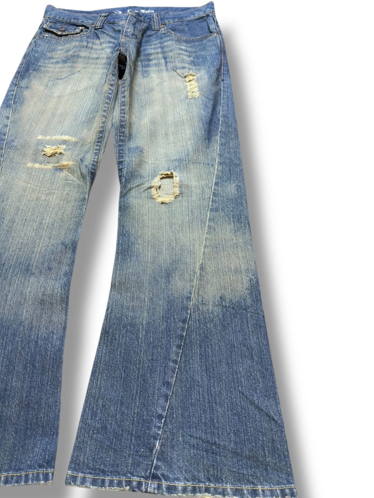 If Six Was Nine Vintage Body Maker Flare Mudwash Grunge Distressed Denim Size US 33 - 4 Thumbnail