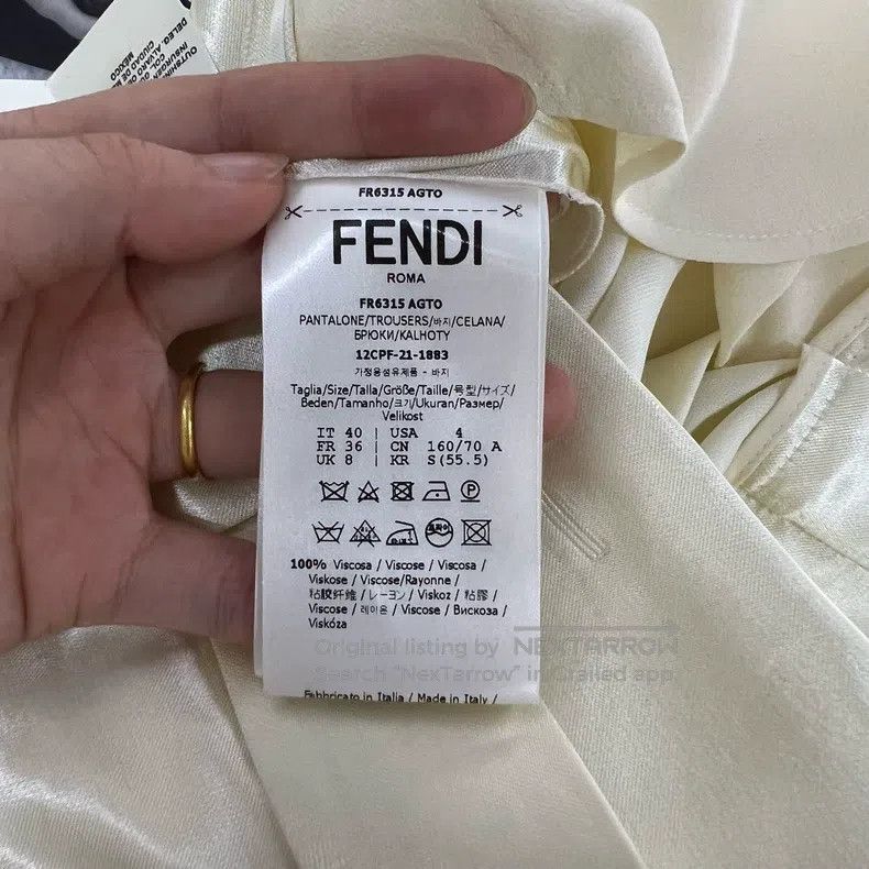 Fendi Fendi Beige silk belt trousers Size 26" / US 2 / IT 38 - 4 Thumbnail