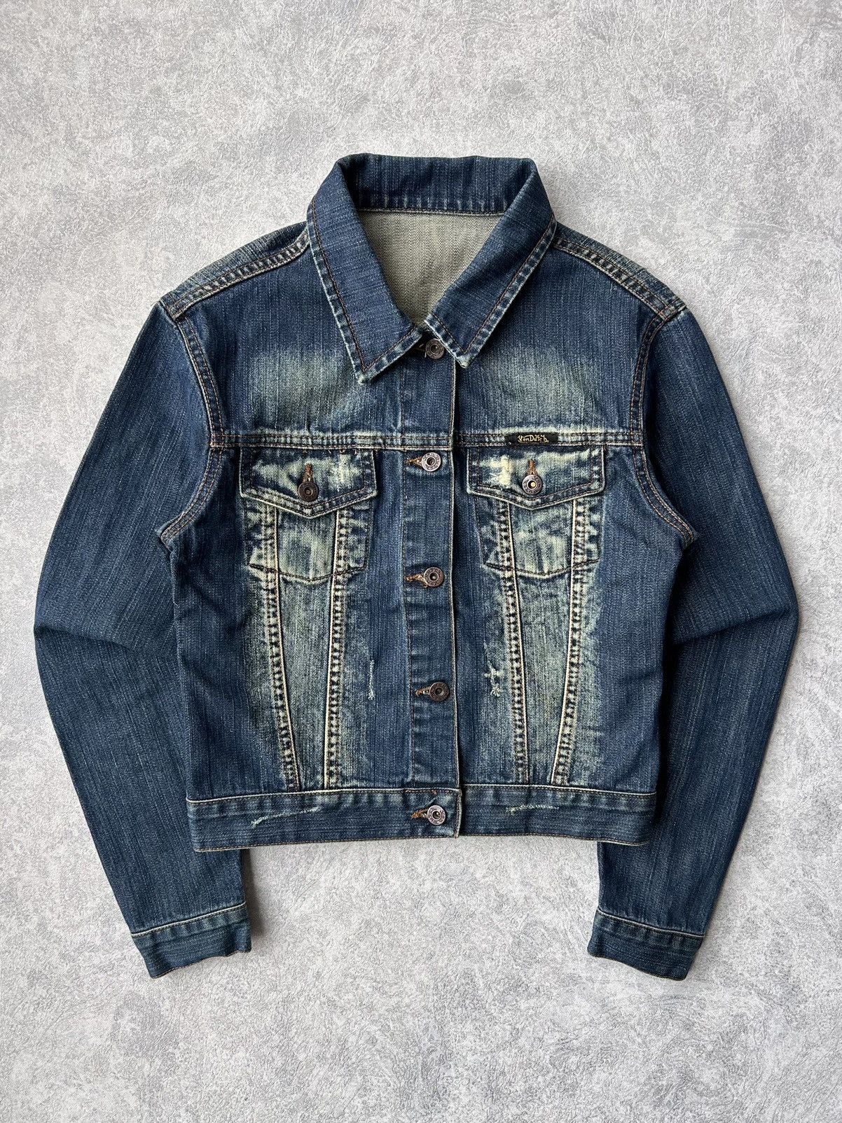 Von Dutch 00s Von Dutch Tattoo Distressed Denim Button Jacket Y2K Size S / US 4 / IT 40 - 6 Thumbnail
