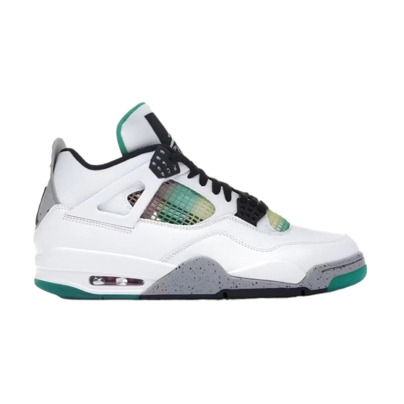 image of Jordan Brand 4 Lucid Green Rasta Shoes in White/University Red/Lucid Green, Women's (Size 9)