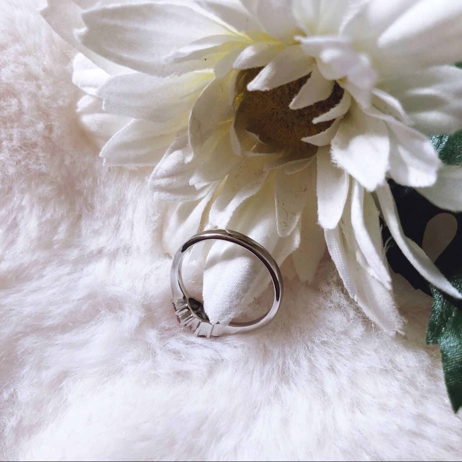 Other Sterling Silver Pink Floral Pinky Ring Size ONE SIZE - 7 Thumbnail