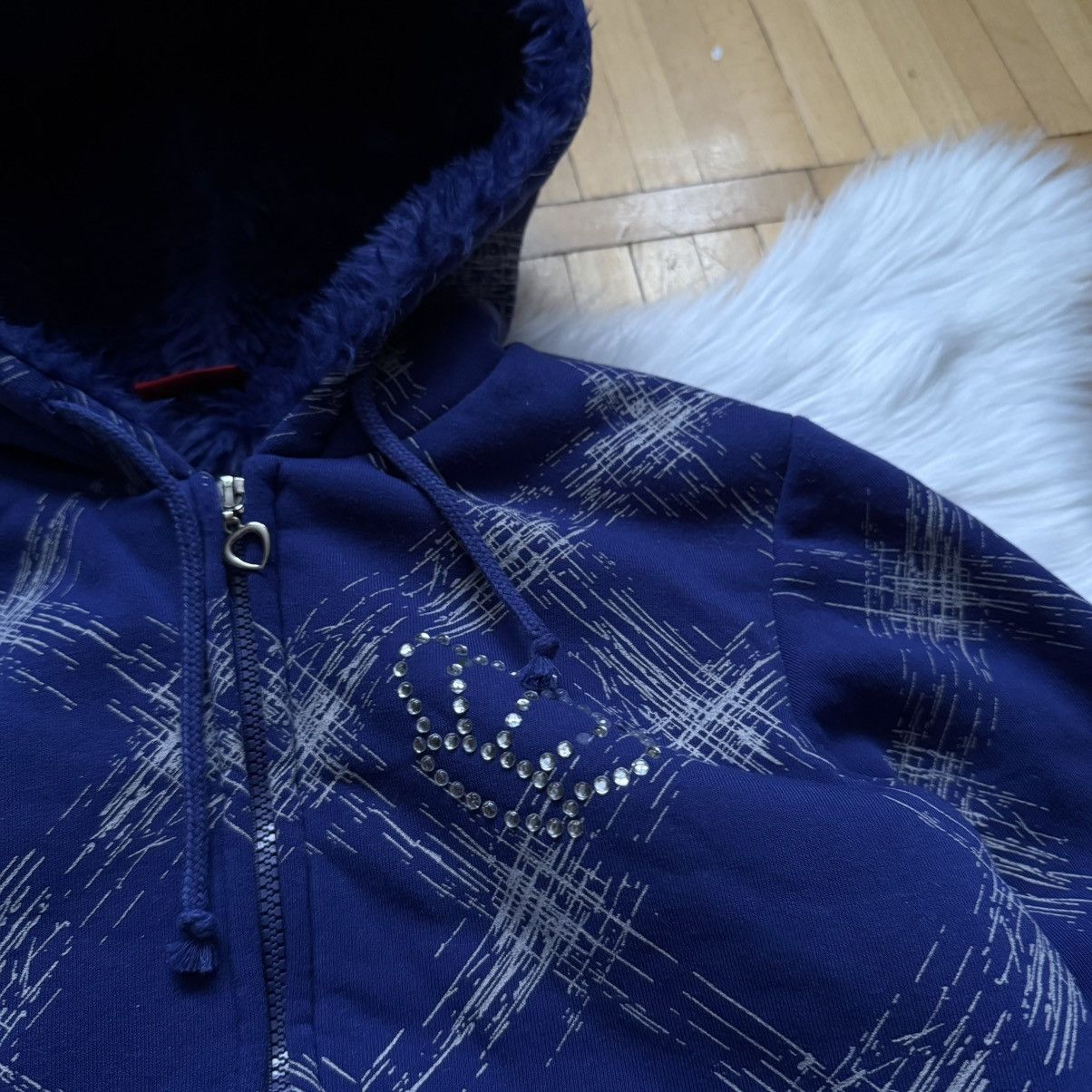 Hysteric Glamour 📌Vintage Lau Ra If 6 Was 9 vibe Fur Bomber Zip Hoodie Jacket Size XL / US 12-14 / IT 48-50 - 4 Thumbnail