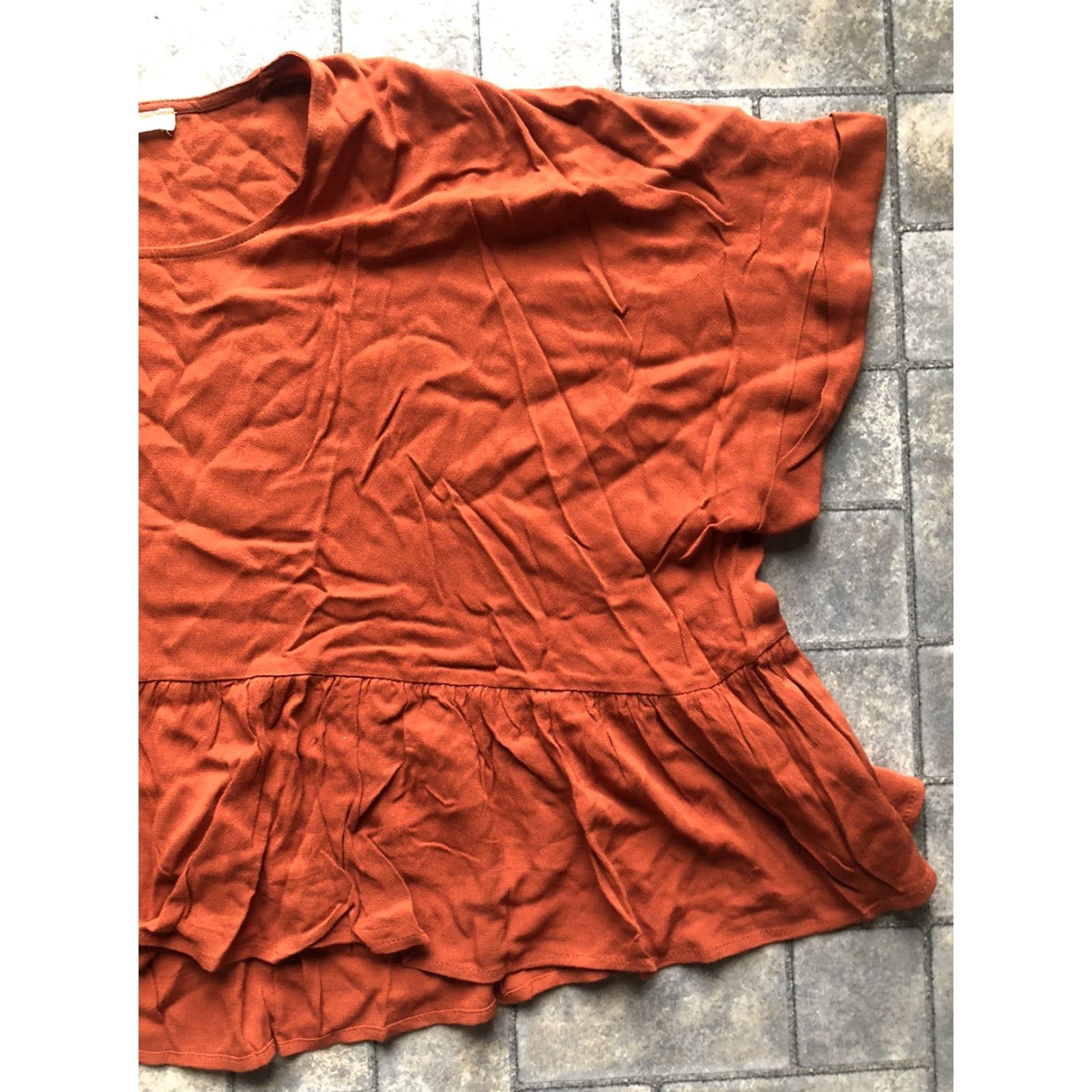 Vintage VINTAGE/NWT New Grade & Gather Blouse Shirt Orange Short Sleeve 100% Rayon M/L Women’s Size M / US 6-8 / IT 42-44 - 4 Thumbnail