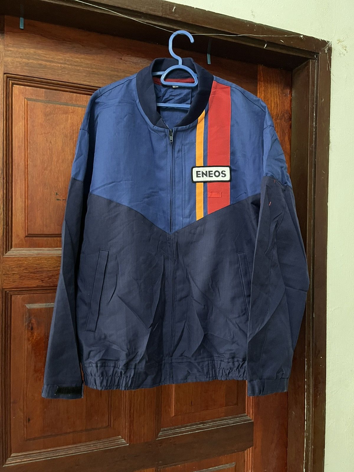 Japanese Brand ENEOS Japan Jacket Navy Red Stripe Racing Uniform Vintage Size US L / EU 52-54 / 3 - 1 Thumbnail