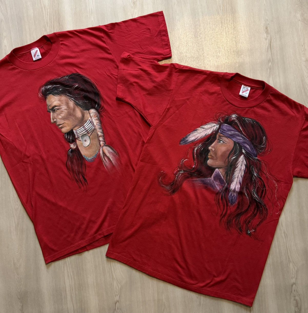 Vintage Vintage Hand Painted Native American Portraits Shirts Size US XL / EU 56 / 4 - 1 Thumbnail