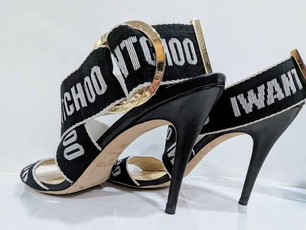 Jimmy Choo Jimmy Choo Sandals Size 8.5 Black and White Size US 8.5 / IT 38.5 - 6 Thumbnail