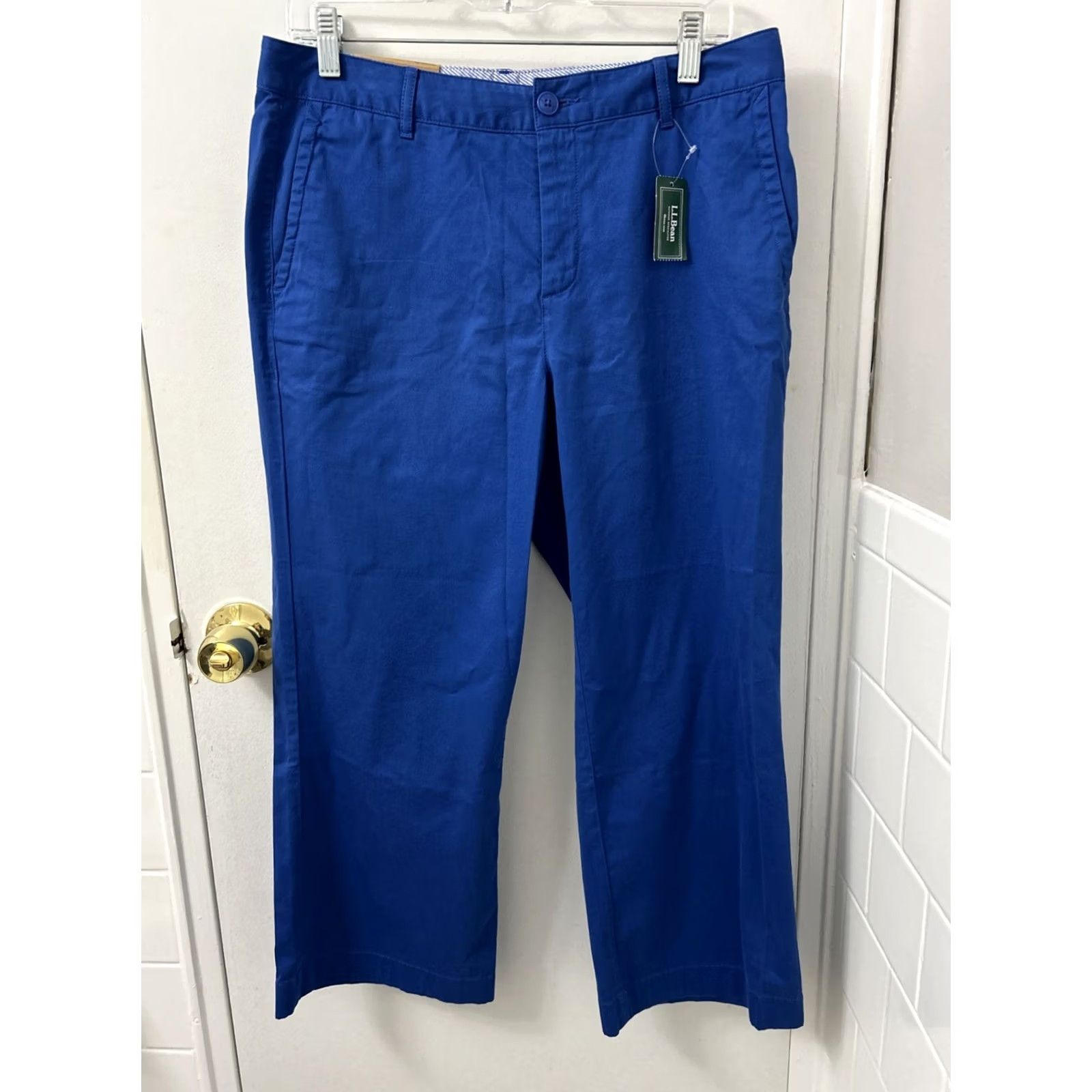 Vintage LL Bean Pants Womens Size 10 Chino Wide Leg Casual Blue Cotton Canvas Classic Fit Straight Leg Womens Size 32" / US 10 / IT 46 - 2 Thumbnail