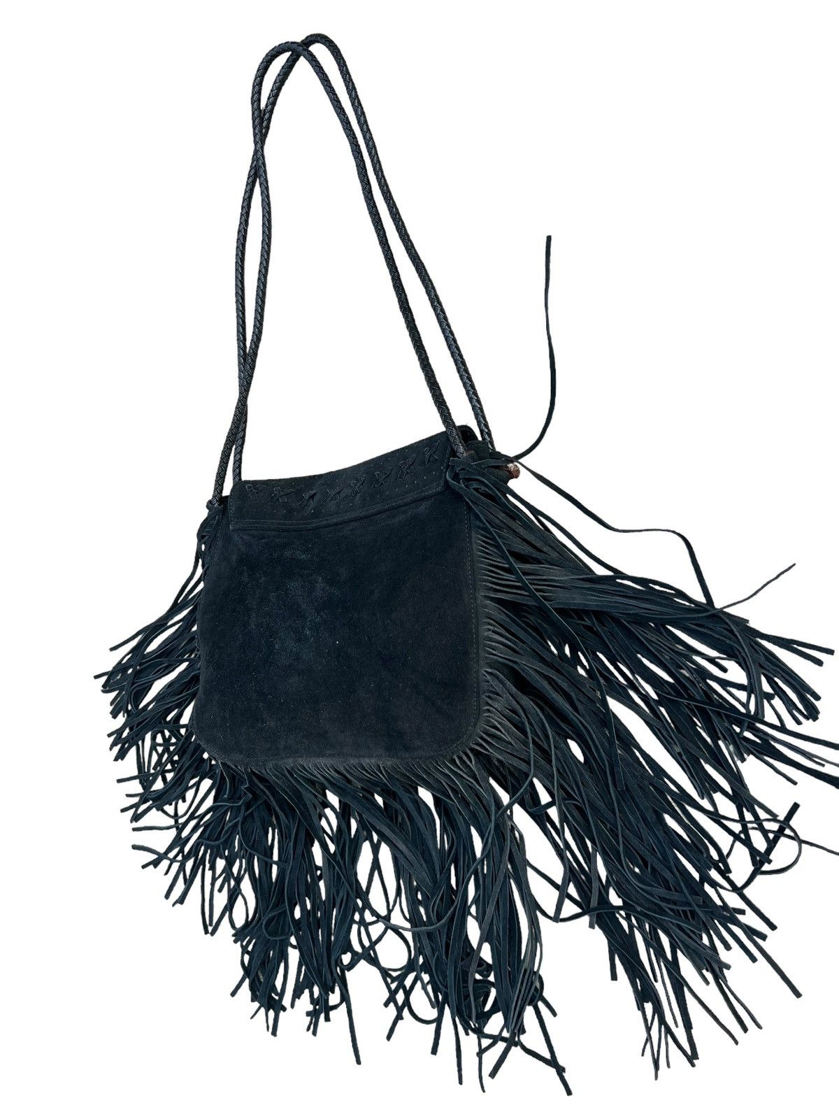 Leather Memory of Tomorrow Japan Black Suede Leather Fringe Bag Size ONE SIZE - 13 Thumbnail