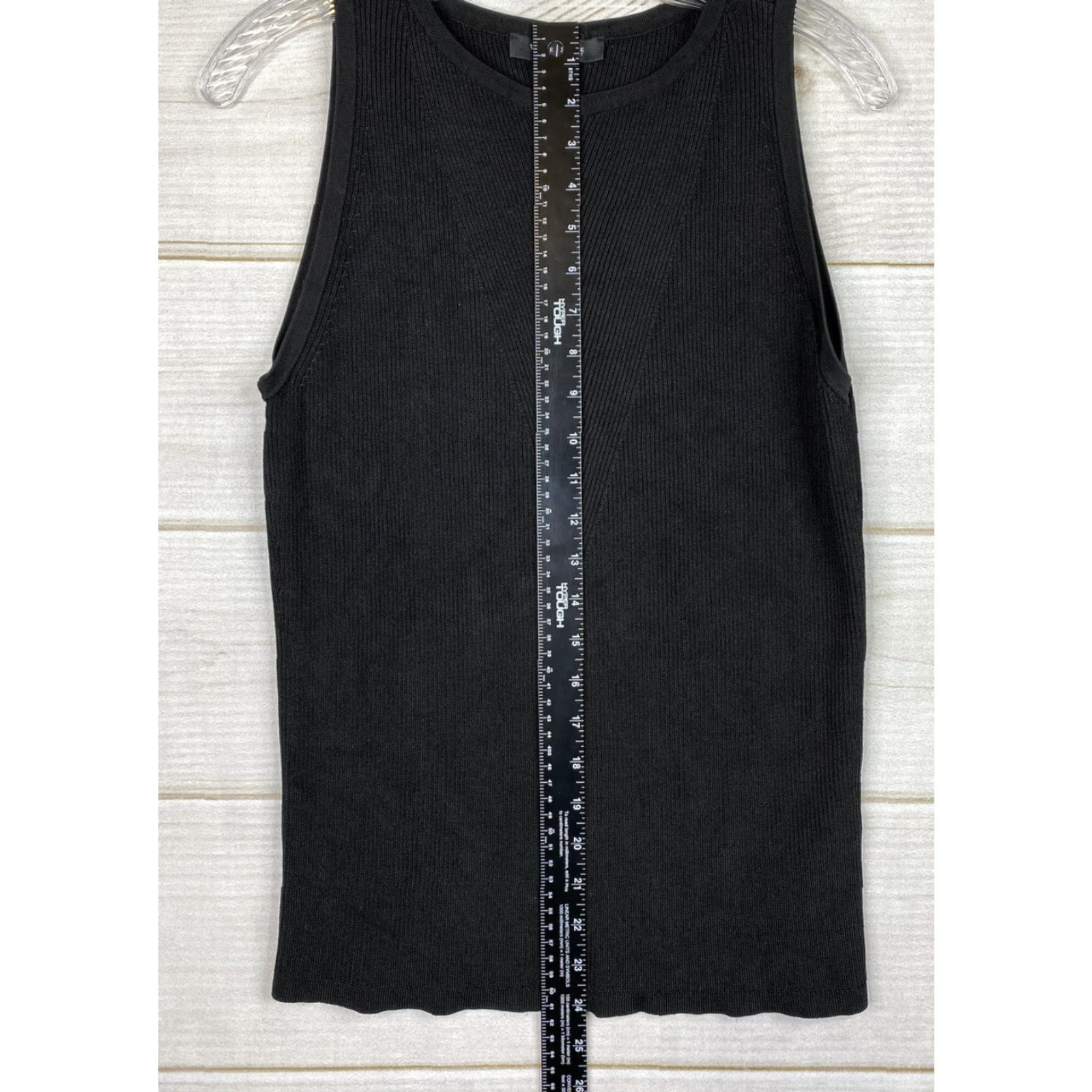 White House Black Market White House Black Market Tank Womens M Black Ribbed Knit Top Sleeveless Round Neck Stretch Pullover Casual Tunic Cardigan? Size M / US 6-8 / IT 42-44 - 4 Thumbnail