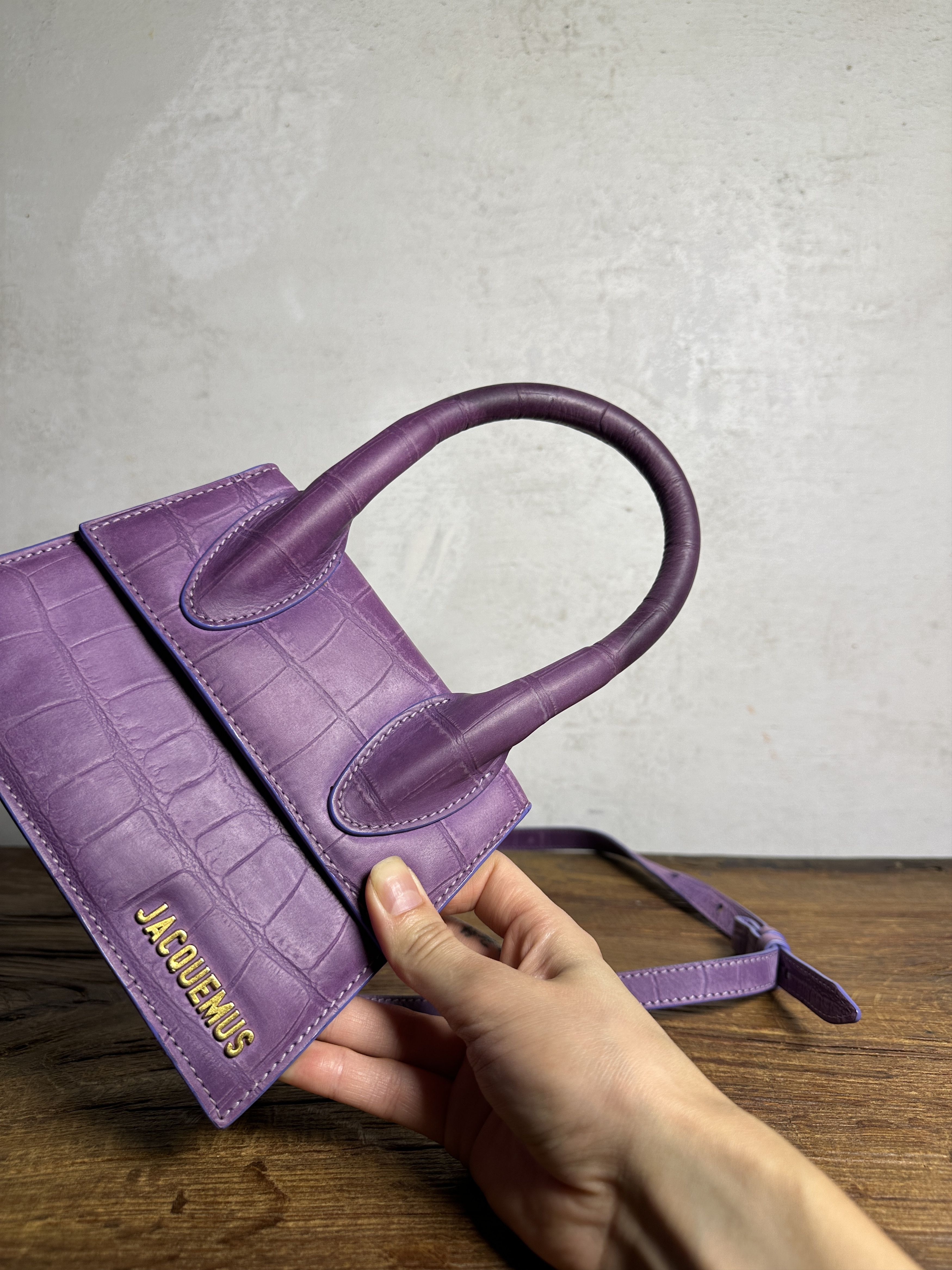 Jacquemus JACQUEMUS Le Chiquito Moyen Purple Croc Medium Bag Size ONE SIZE - 2 Thumbnail