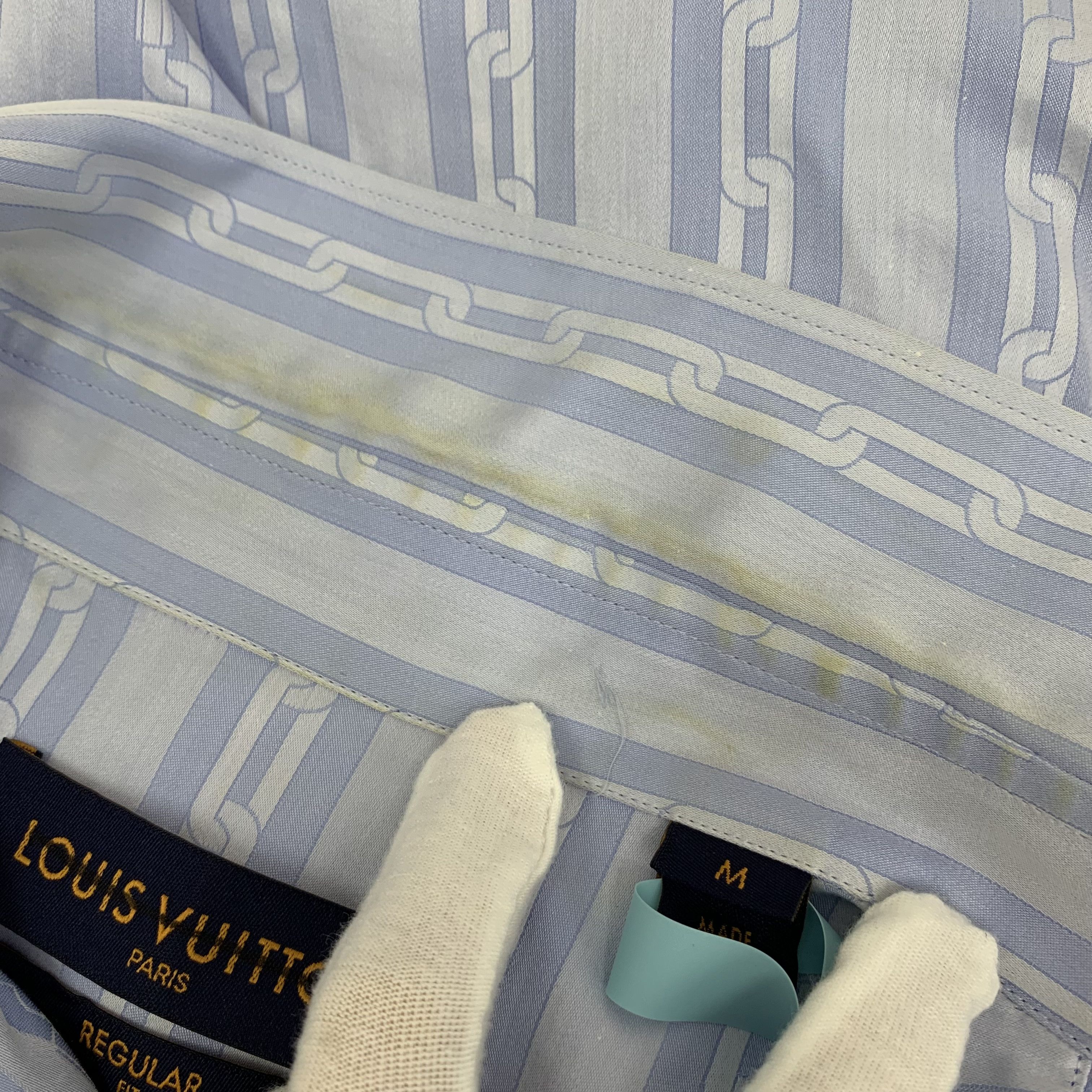 Louis Vuitton Louis Vuitton Stripe Shirt Light Blue (M) Size M / US 6-8 / IT 42-44 - 8 Thumbnail