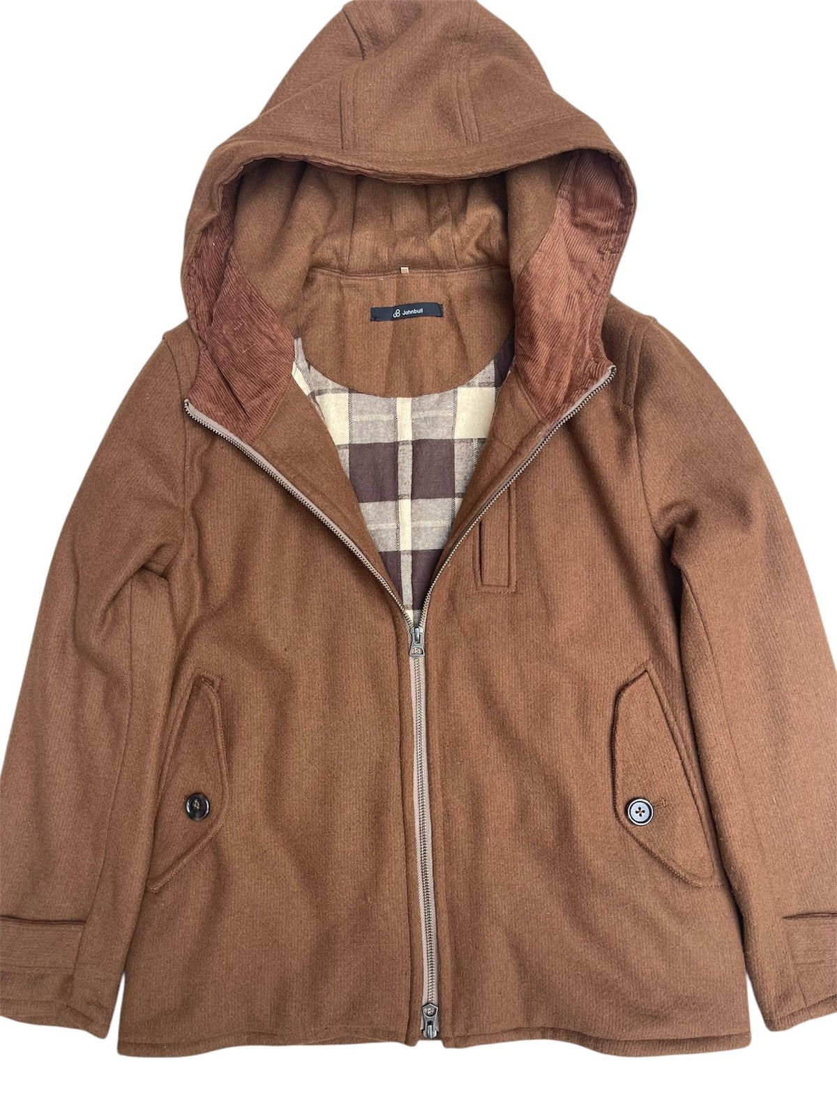 Johnbull Vintage Johnbull Brown Wool-Blend Hood Jacket - Plaid Lined Size US M / EU 48-50 / 2 - 1 Thumbnail