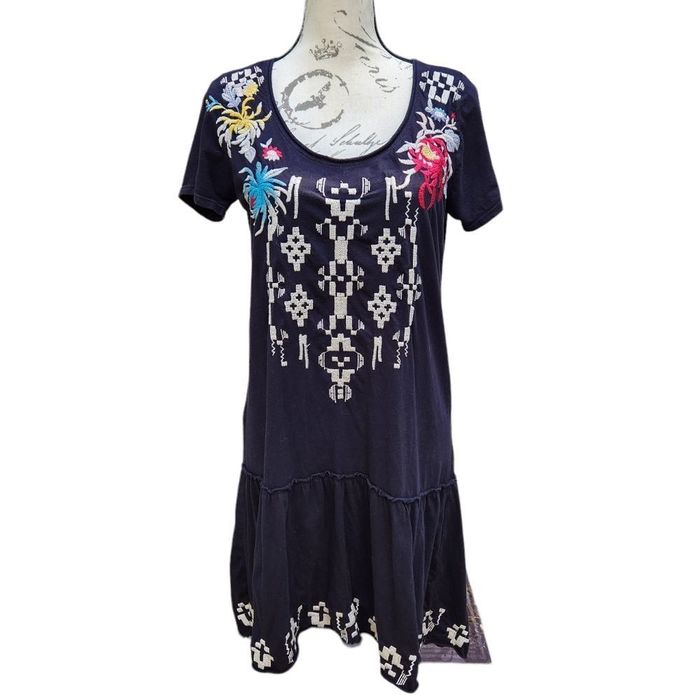 Johnny Was Johnny Was Embroidered Floral Scoop Neck Tiered Mini Dress S ...