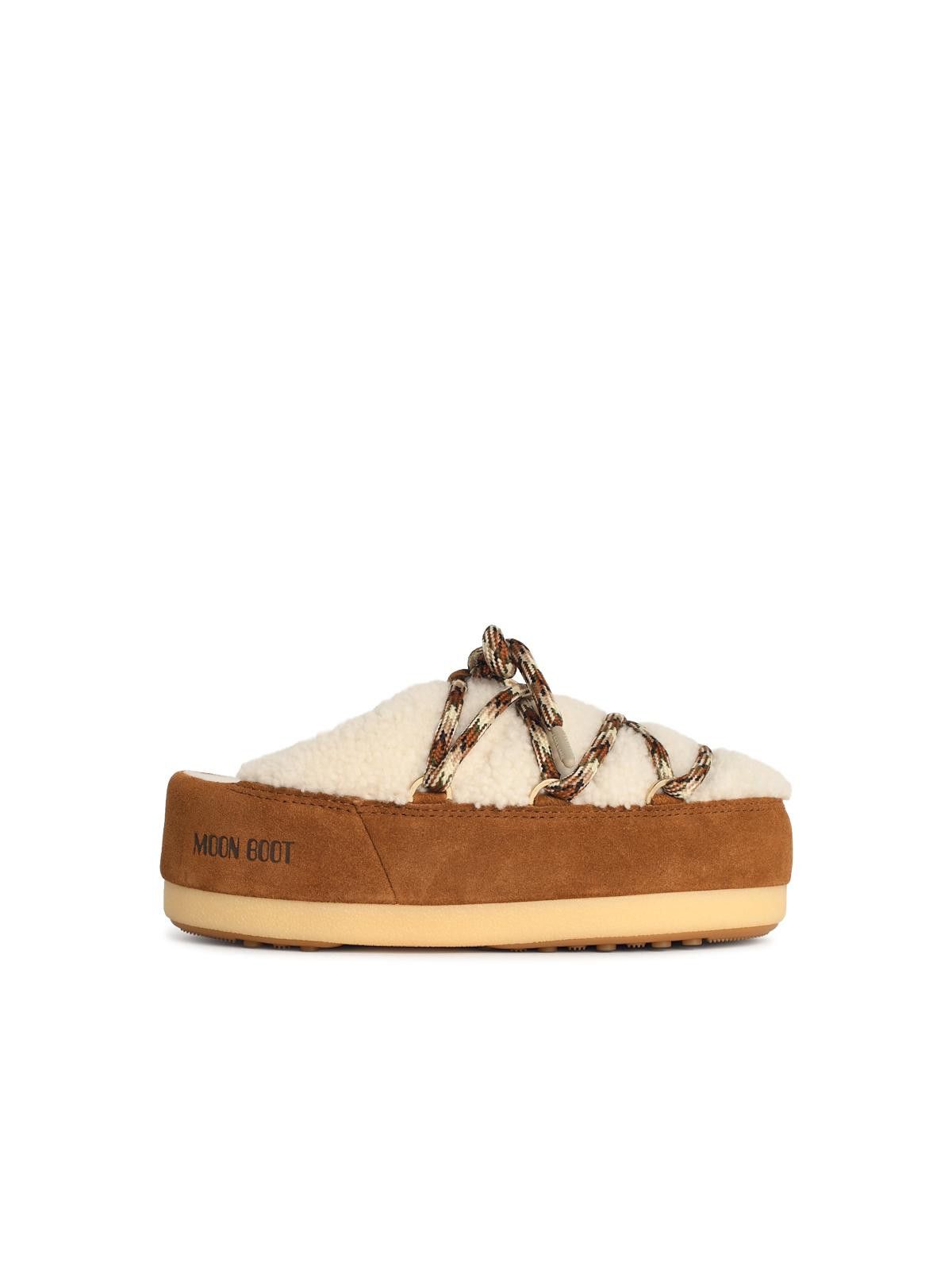 Moon Boot MOONBOOT 'Evx' Slippers In Shearling Whisky Size US 7 / IT 37 - 1 Thumbnail