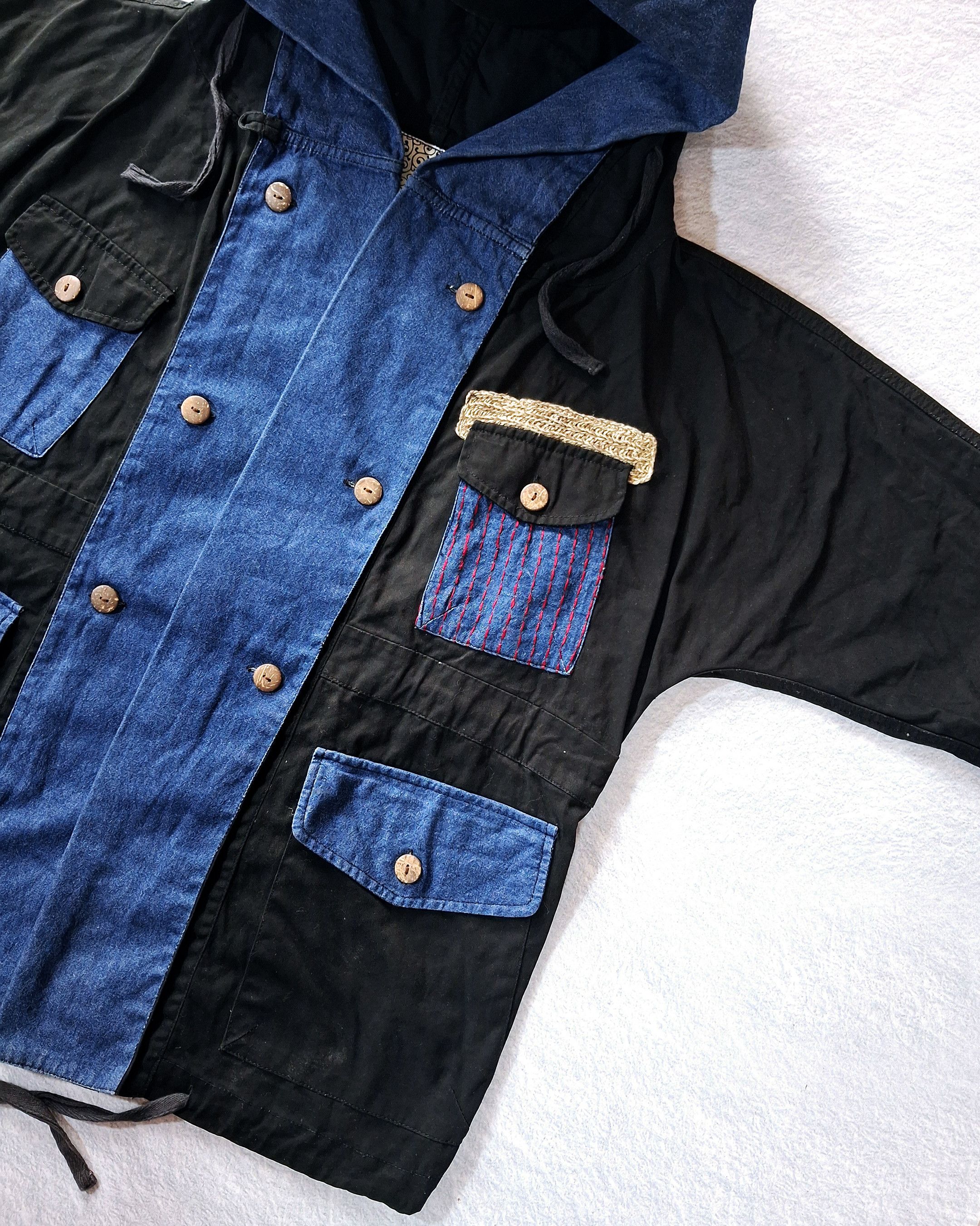 Japanese Brand AMINA PATCWORK BORO MULTIPOCKET BUTTON HOODIE JACKET Size US L / EU 52-54 / 3 - 2 Thumbnail
