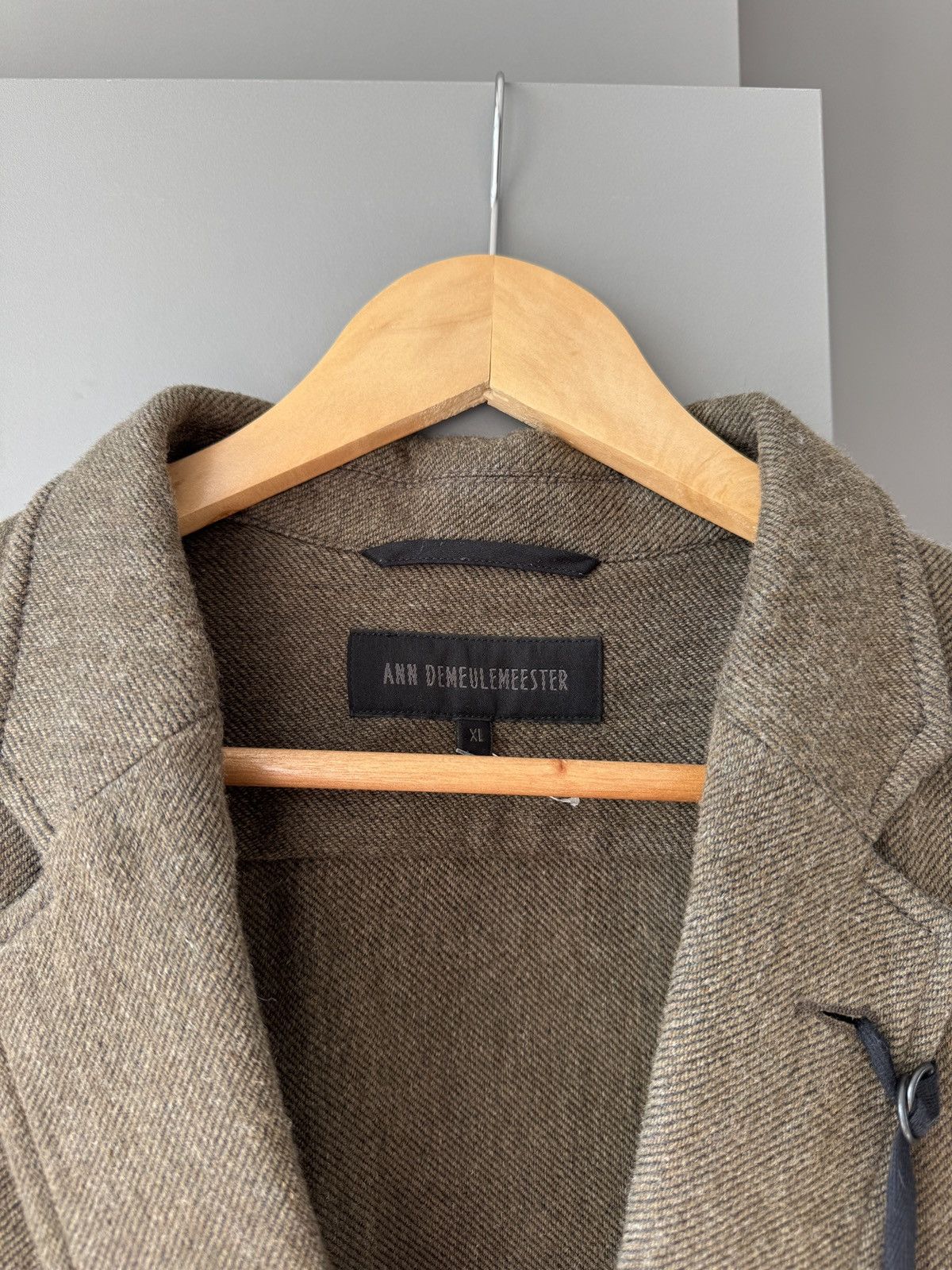 Ann Demeulemeester Ann Demeulemeester Khaki Wool Blend String Detail Balzer Size 52S - 2 Thumbnail