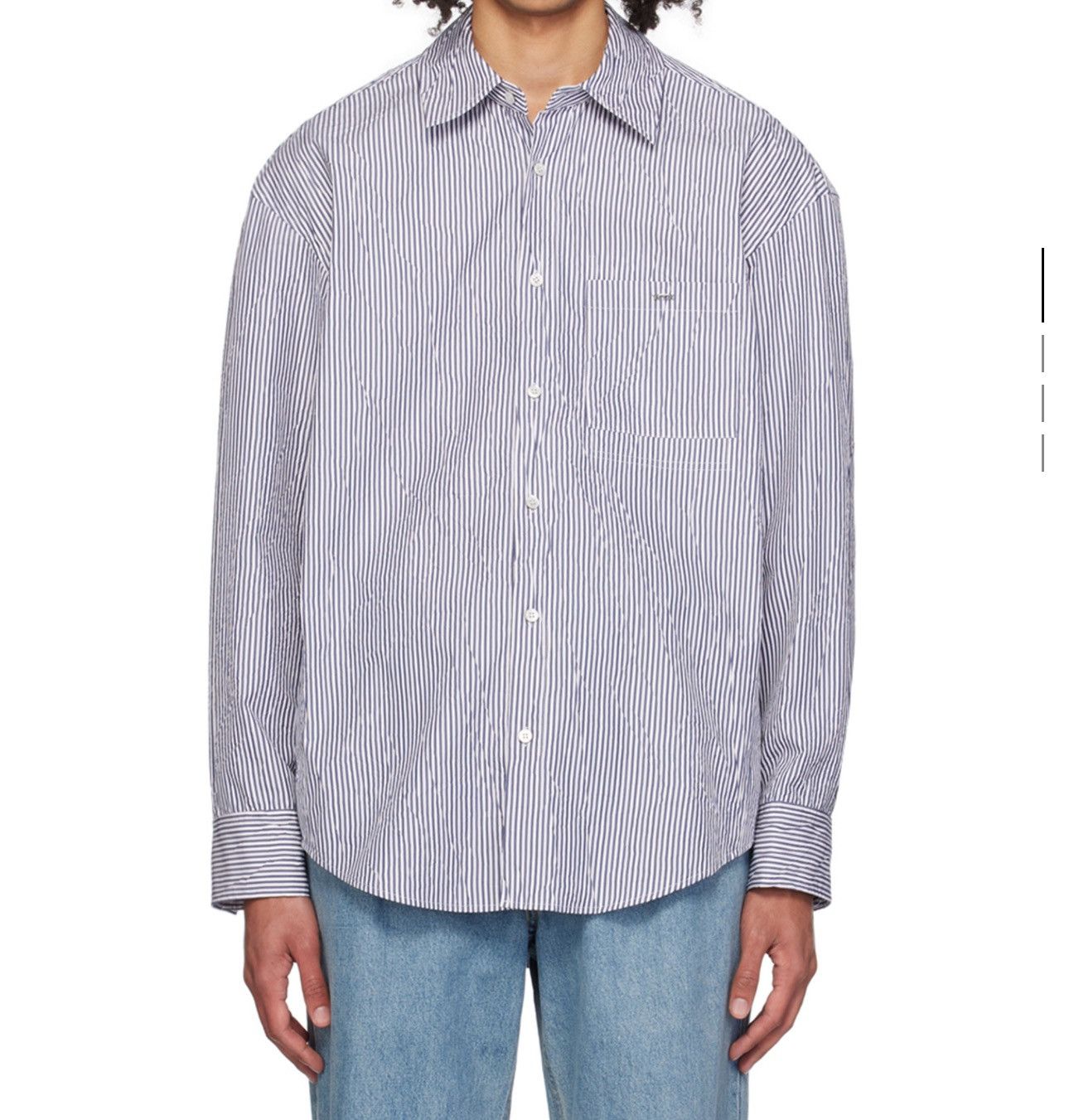 Wooyoungmi WOOYOUNGMI Navy and White Stripe Shirt Size US L / EU 52-54 / 3 - 3 Thumbnail