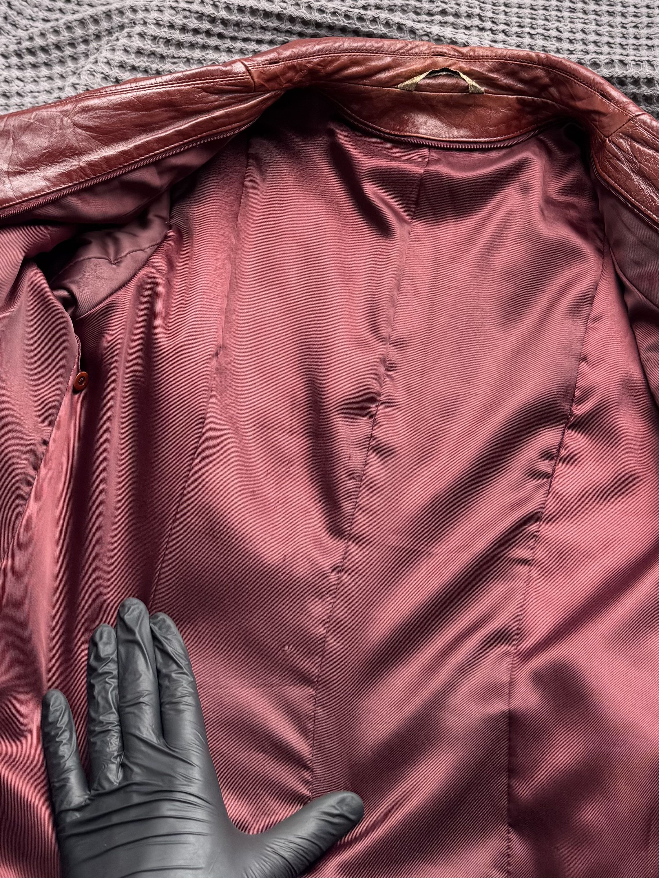 Vintage Vintage Burgundy Leather Coat Jacket Long Blazer Size M / US 6-8 / IT 42-44 - 13 Thumbnail