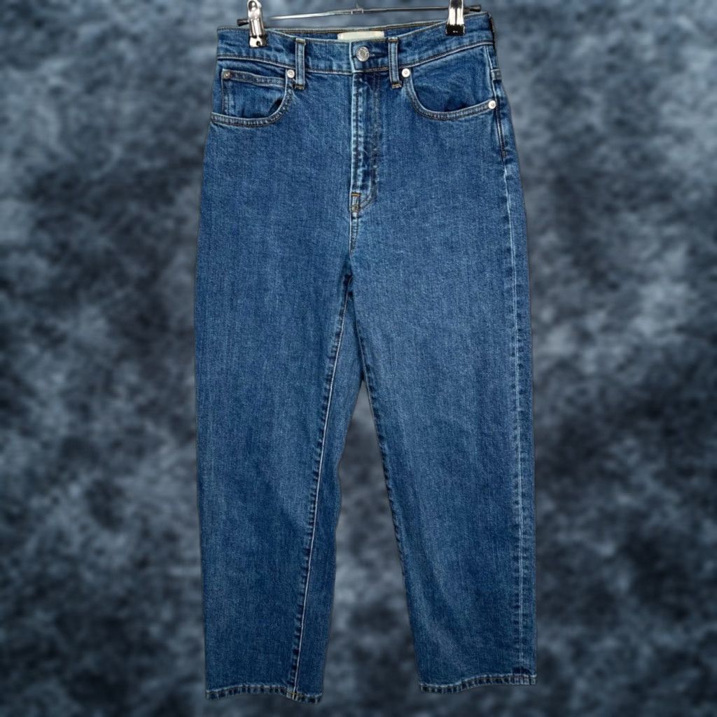 Everlane VINTAGE Everlane Jeans Womens 25 The Way High Rise Organic Cotton Blue Denim Straight Jeans Size 42" / US 20 - 1 Thumbnail