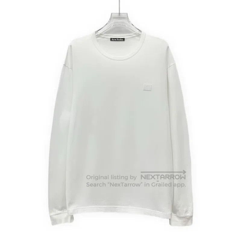 Acne Studios Acne Studios White Smile Embroidered Cotton Round Neck Lon Size US S / EU 44-46 / 1 - 1 Thumbnail