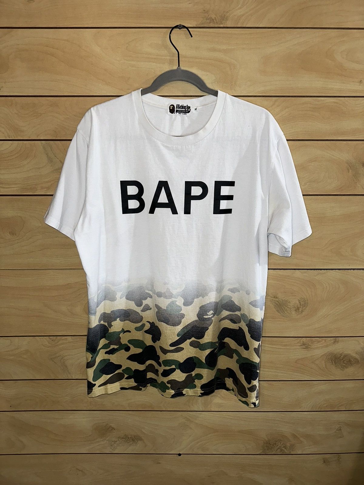 image of Bape College Camo Fade Tee in White, Men's (Size XL)