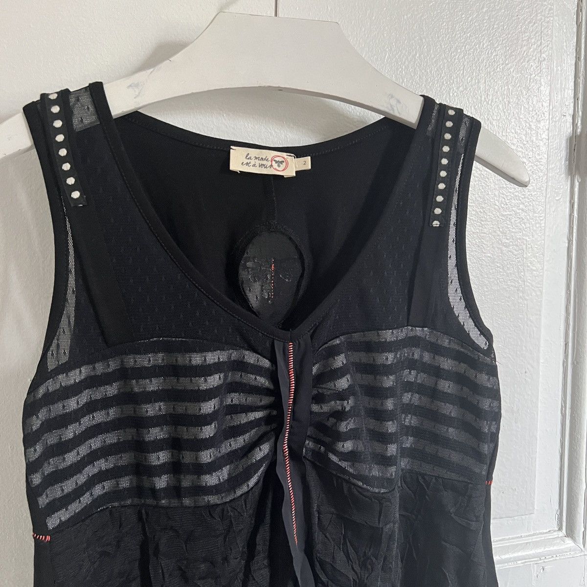 Japanese Brand × Vintage Y2K MESH DRESS TOP 2000s like jpg blouse copine cdg yohji Size XS / US 0-2 / IT 36-38 - 2 Thumbnail