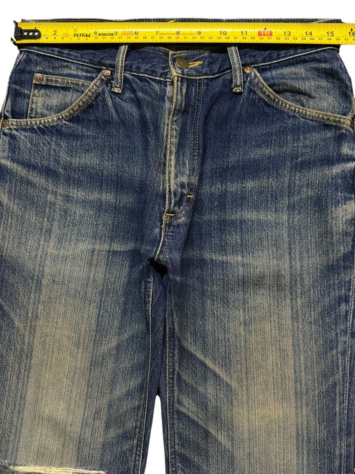Lee Vintage 90s Lee Blue Mud Wash Whiskers Wide Leg Bootcut Size US 31 - 9 Thumbnail