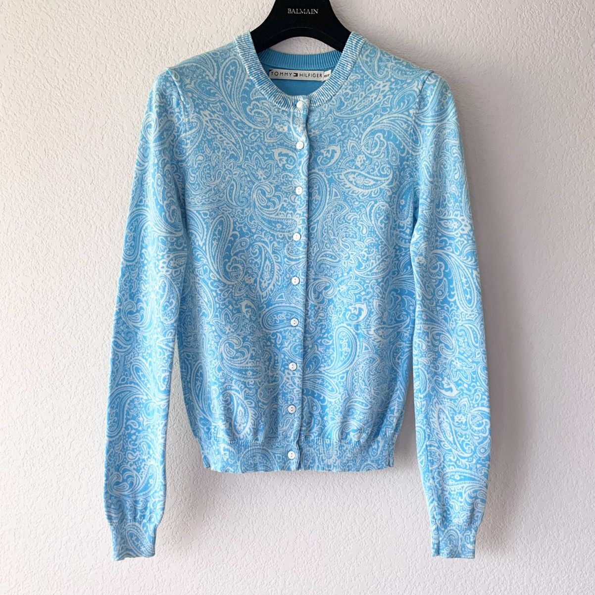 Y2K paisley blue cardigan