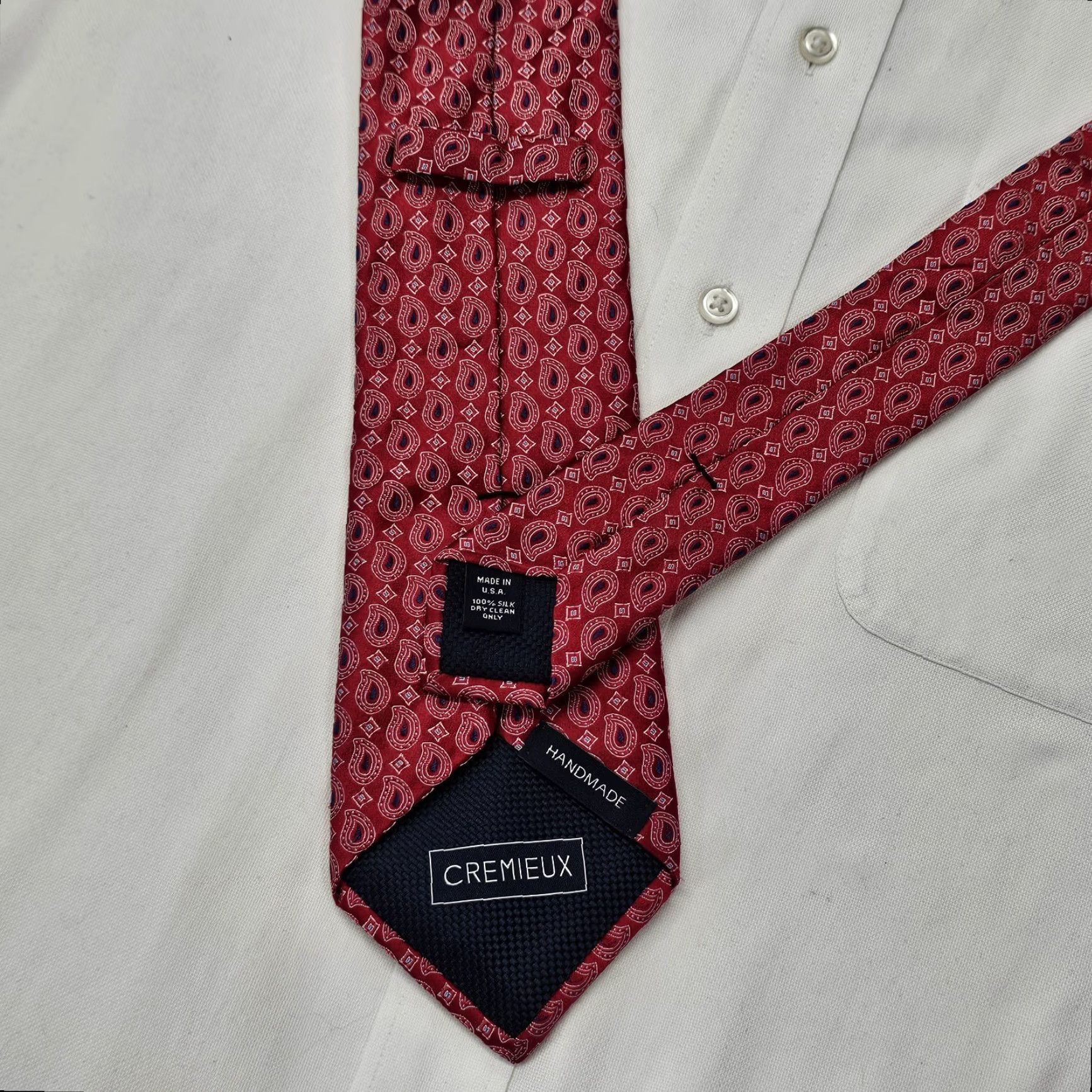 Cremieux Cremieux Tie Mens 59 3/4" X 3 3/4" Red Paisley Silk Classic Colorful Office Wear USA Size ONE SIZE - 5 Thumbnail
