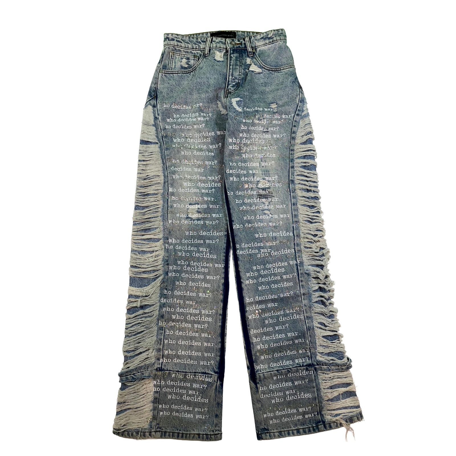 Who Decides War WDW Ultra Flare Scripture Denim Light Wash Jeans Size US 28 / EU 44 - 1 Thumbnail