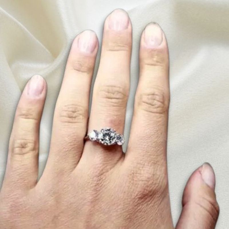 Other 2 CT Moissanite Three-Stone Engagement Ring 925 6 Size ONE SIZE - 5 Thumbnail