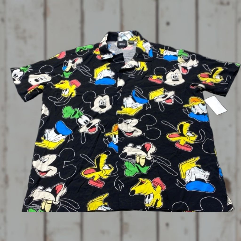 Disney Disney Mickey Goofy Donald Short Sleeve Button-Up Shirt Large Black Size US L / EU 52-54 / 3 - 1 Thumbnail