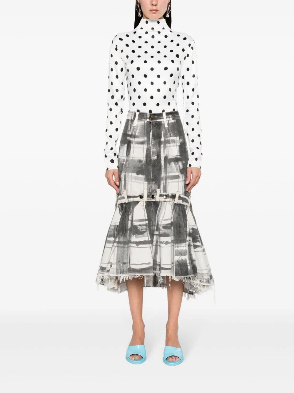 Marni o1w1db10824 Stain Blouse in Black/White Size XL / US 12-14 / IT 48-50 - 2 Thumbnail