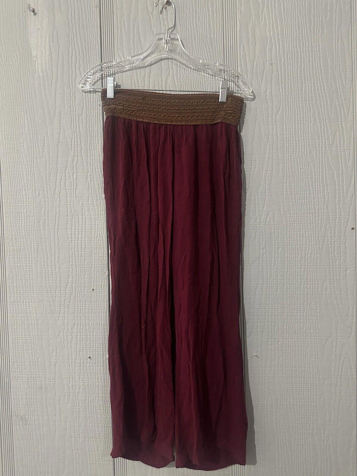 rue21 Rue 21 Women's Small Gauze Pants S Maroon Boho Size 28" / US 6 / IT 42 - 1 Thumbnail