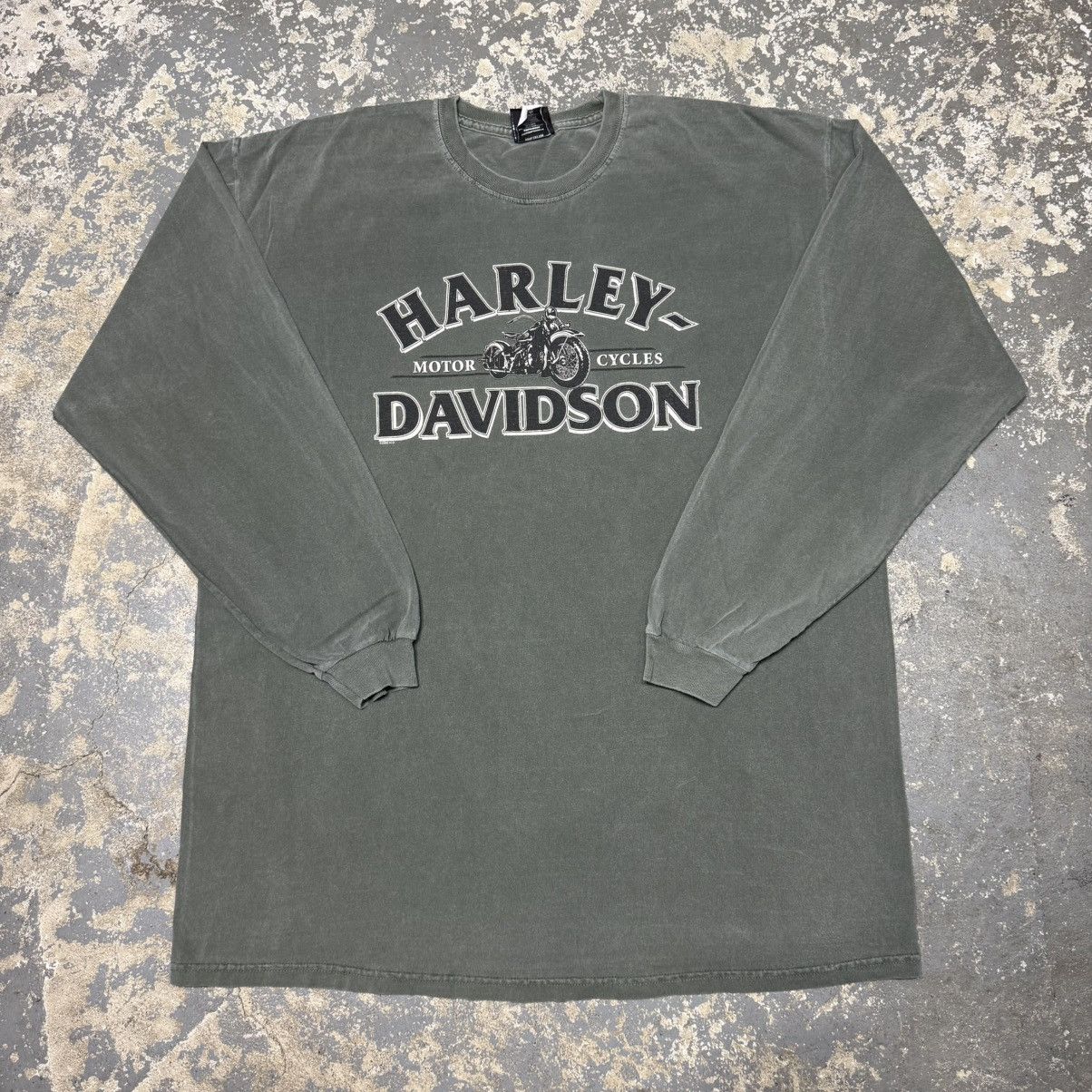 Vintage Vintage Harley Davidson Long Sleeve Green Pikeville Kentuck Size US XL / EU 56 / 4 - 1 Thumbnail