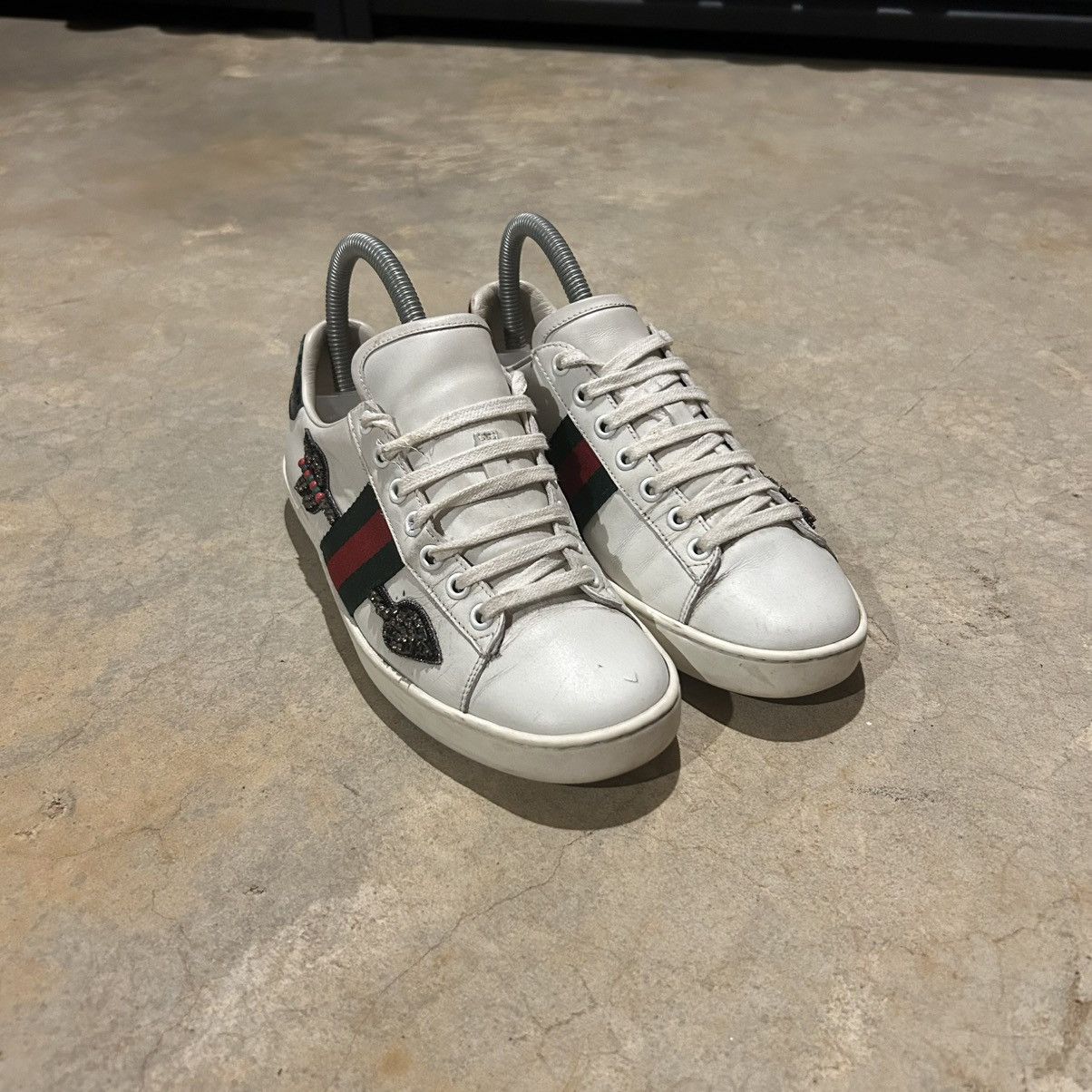 Designer × Gucci Gucci Ace Web Stripe Embroidered Arrow Leather Shoes US 5 Size US 5 / EU 37 - 11 Thumbnail
