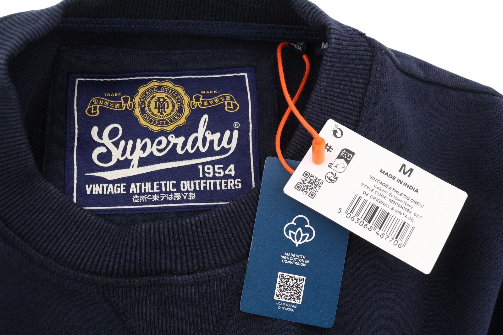 Superdry VINTAGE ATHLETIC M Dark Blue Front Logo Pullover 87118 Size US M / EU 48-50 / 2 - 10 Thumbnail