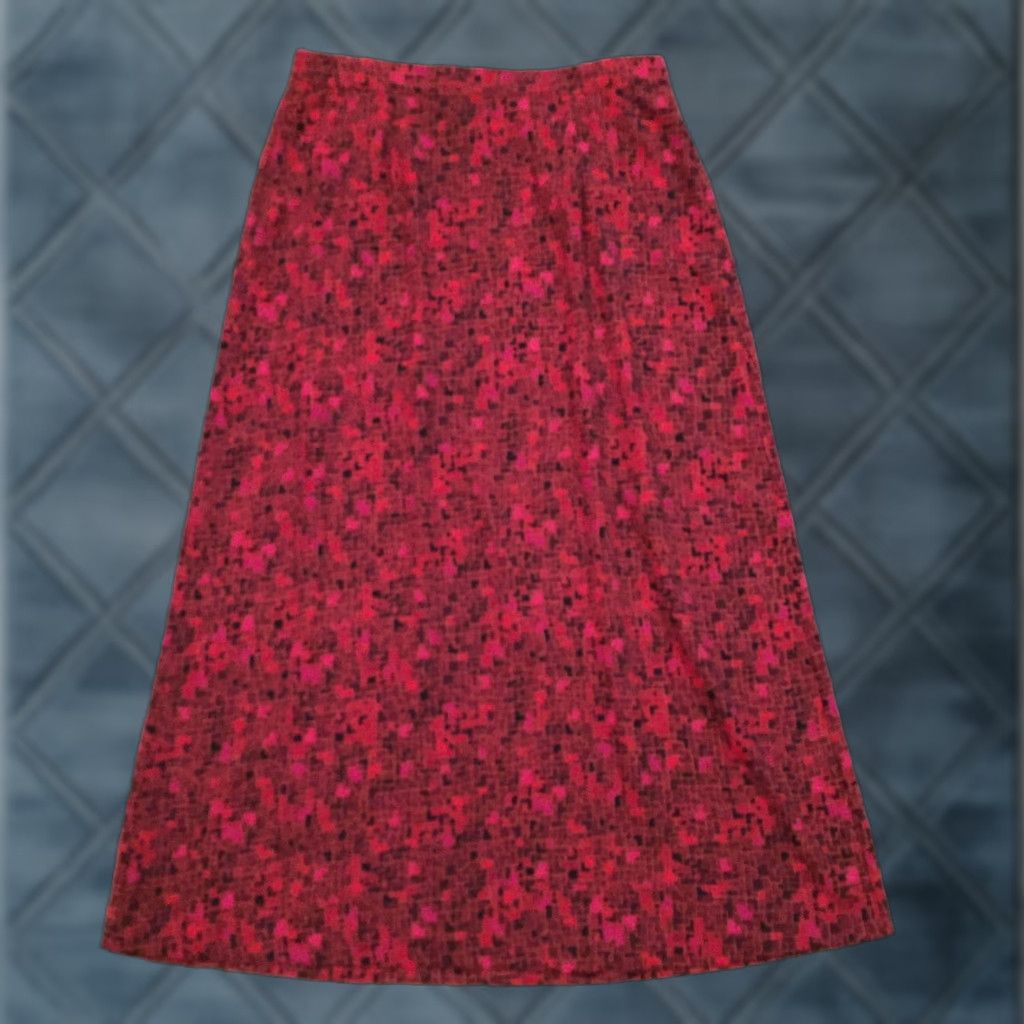 Vintage Sag Harbor Skirt PM Petite Red Geometric Maxi Long Unlined Women Pelttes Sag Harbor Shirt Size 32" / US 10 / IT 46 - 1 Thumbnail