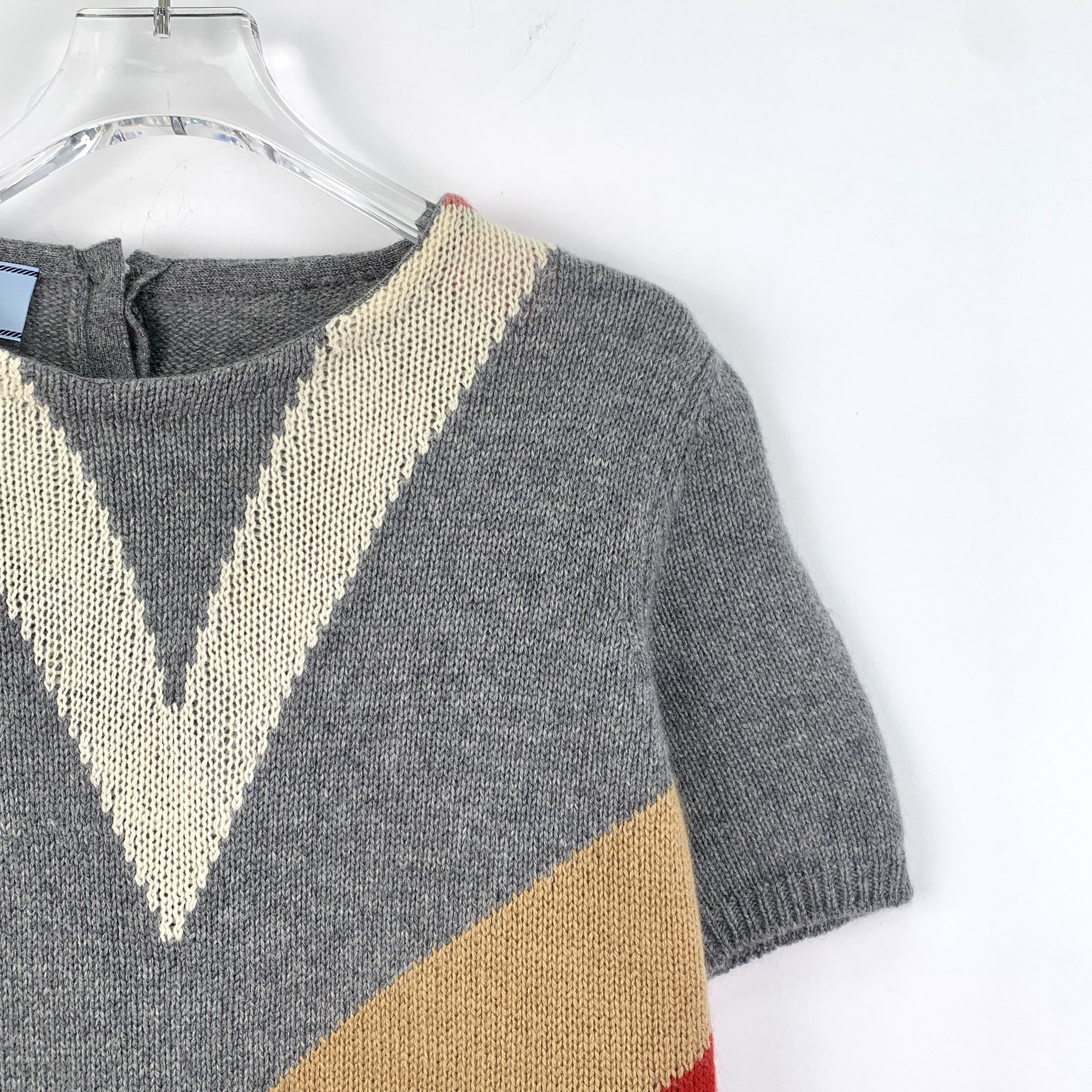 Prada Prada Grey Knit Crewneck Short Sleeve Top (Size S) Size S / US 4 / IT 40 - 7 Thumbnail